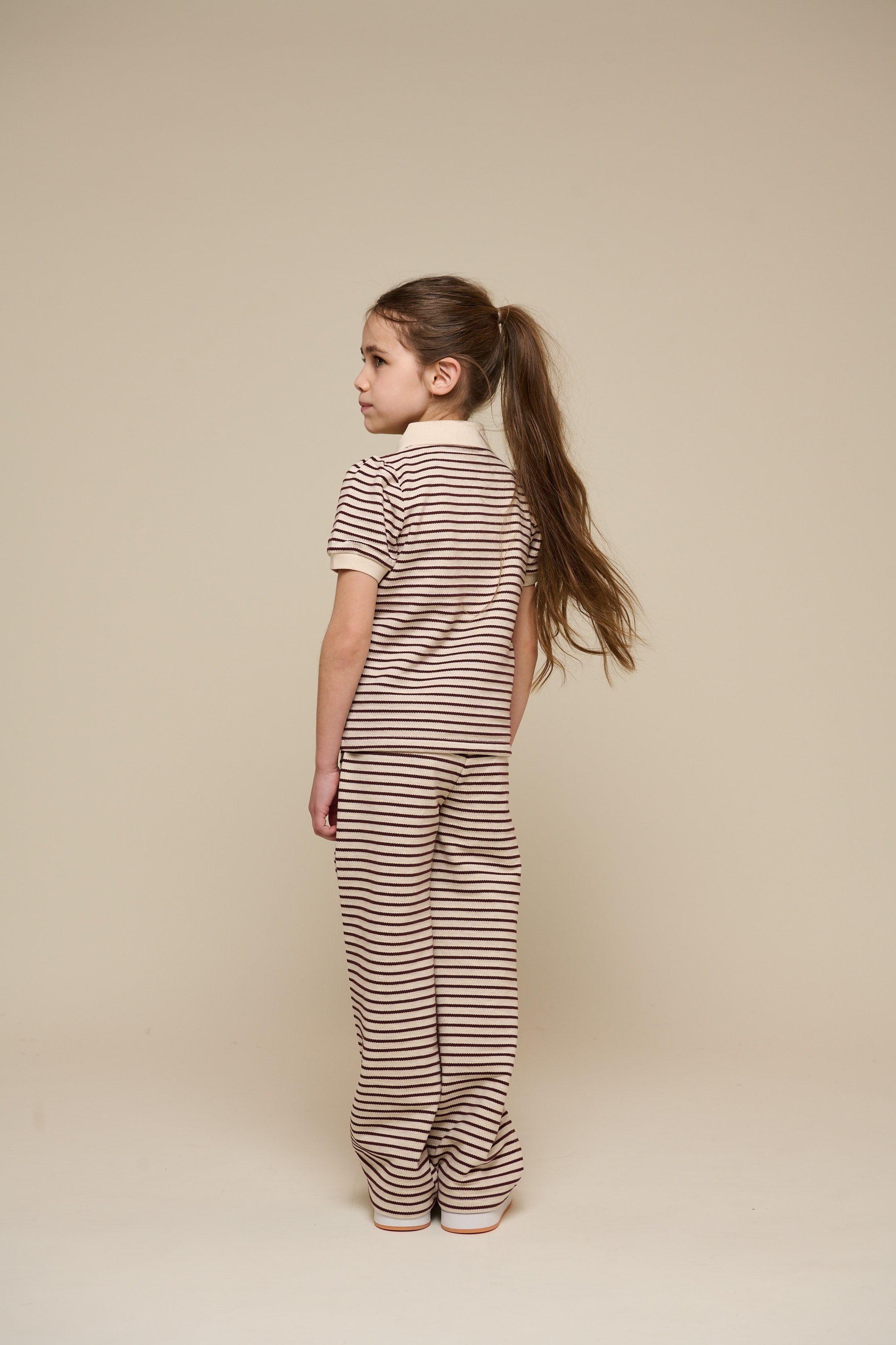 Gestreepte Jersey Polo - Tween - Brown | 101005 Emmie