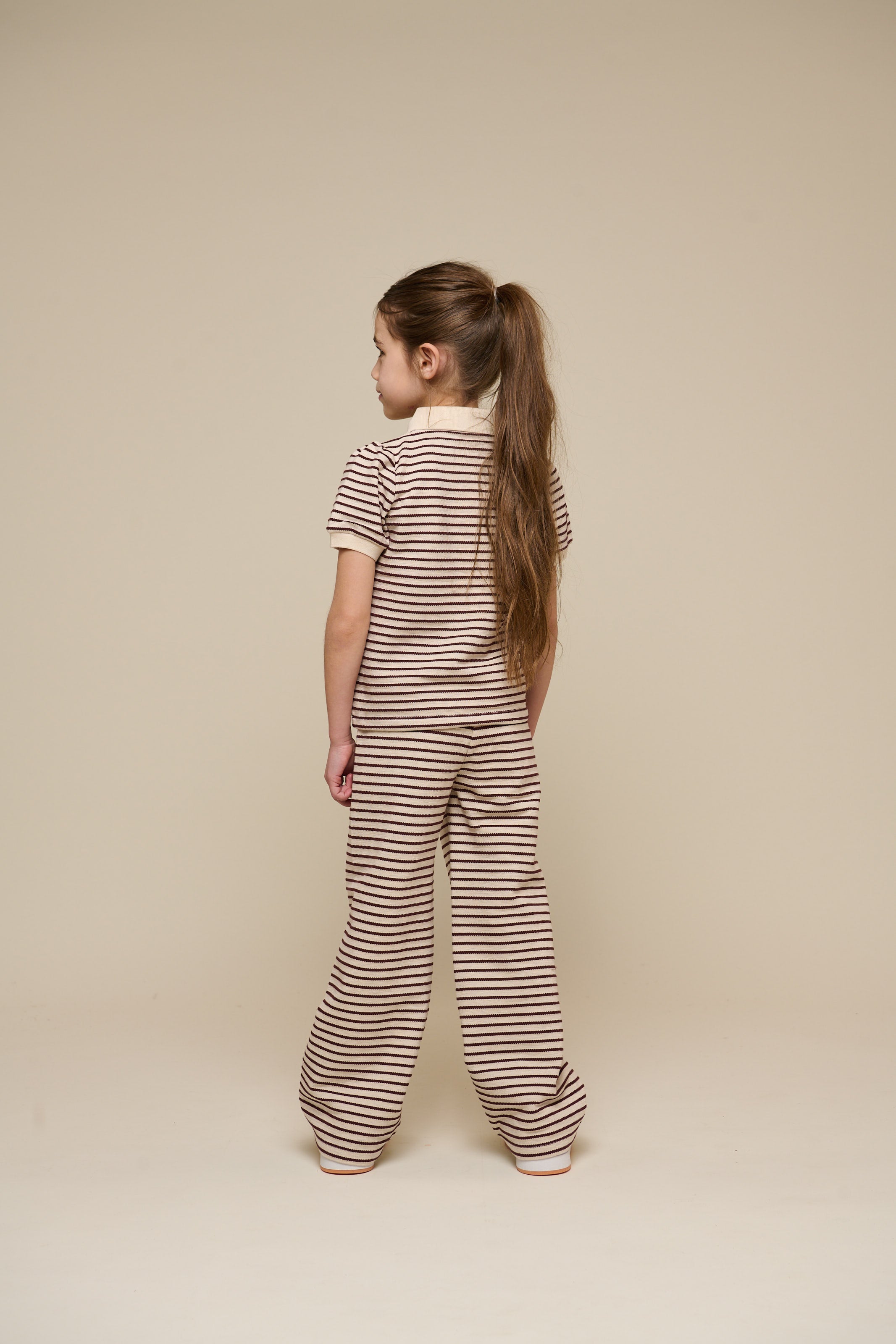 Gestreepte Wide-Leg Jersey Broek - Tween - Brown | 100997 Emmie