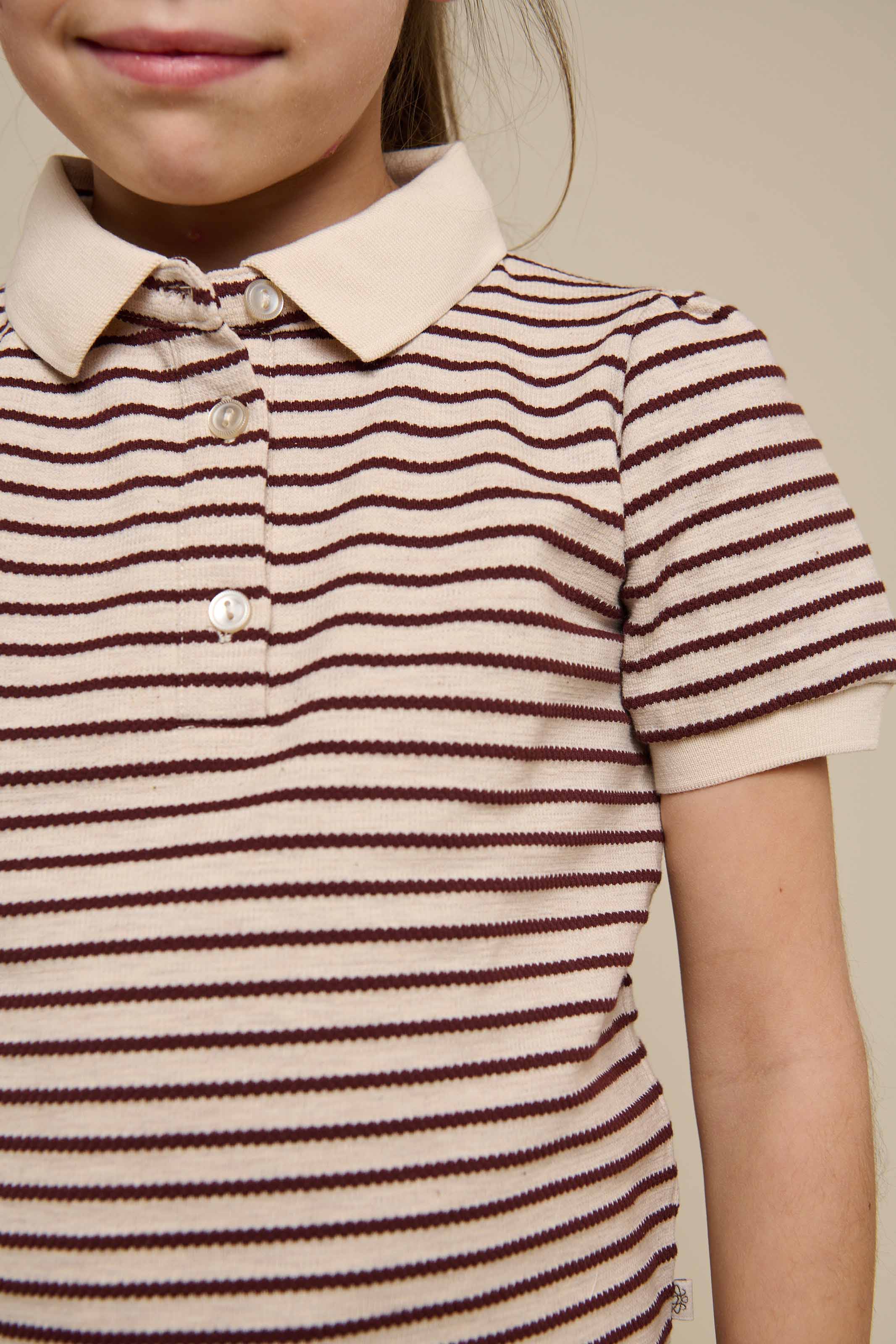 Gestreepte Jersey Polo - Tween - Brown | 101005 Emmie
