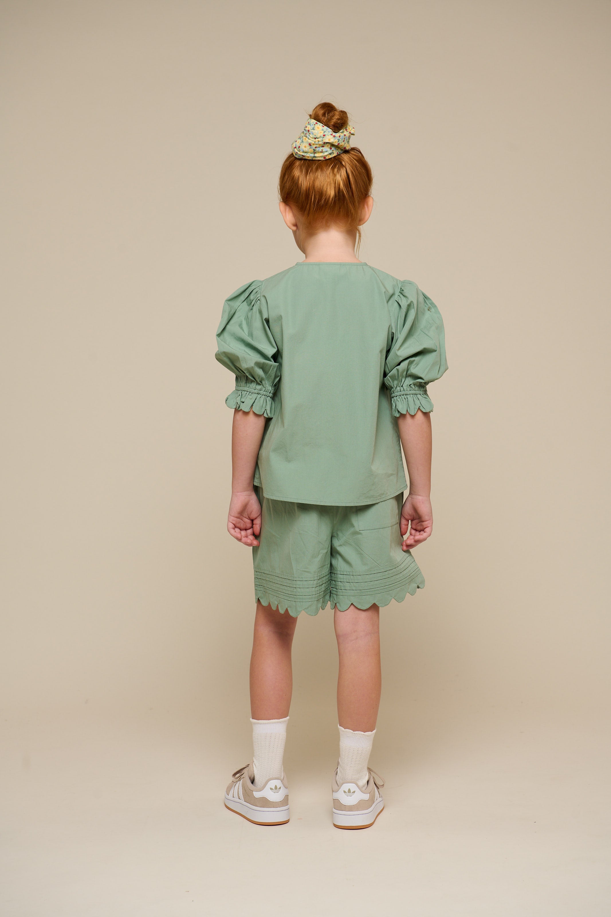 Poplinshorts met Scalloprand - Tween - Dusty Green | 101076 Joy