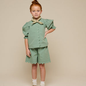 Poplinshorts met Scalloprand - Tween - Dusty Green | 101076 Joy