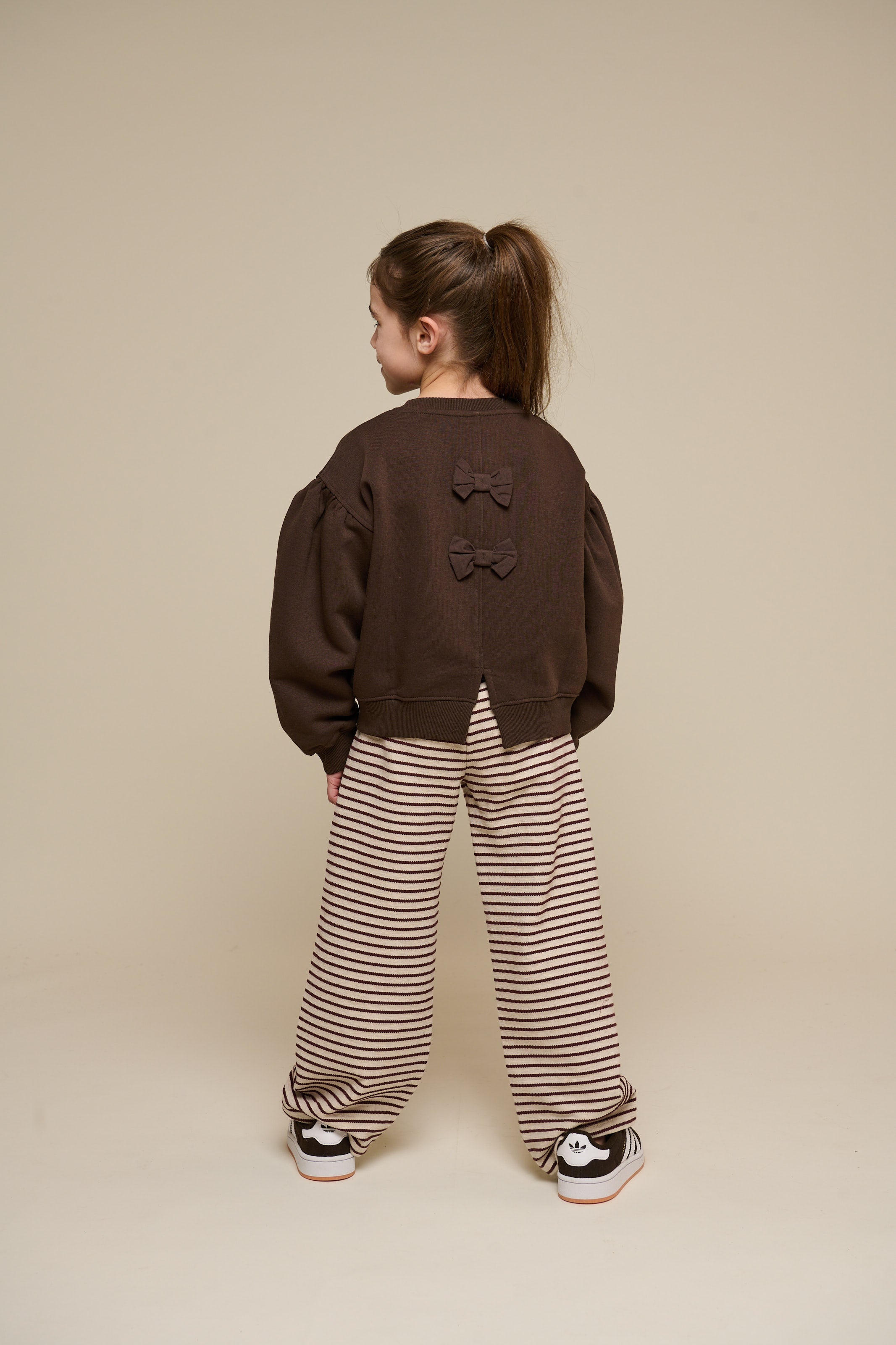 Gestreepte Wide-Leg Jersey Broek - Tween - Brown | 100997 Emmie