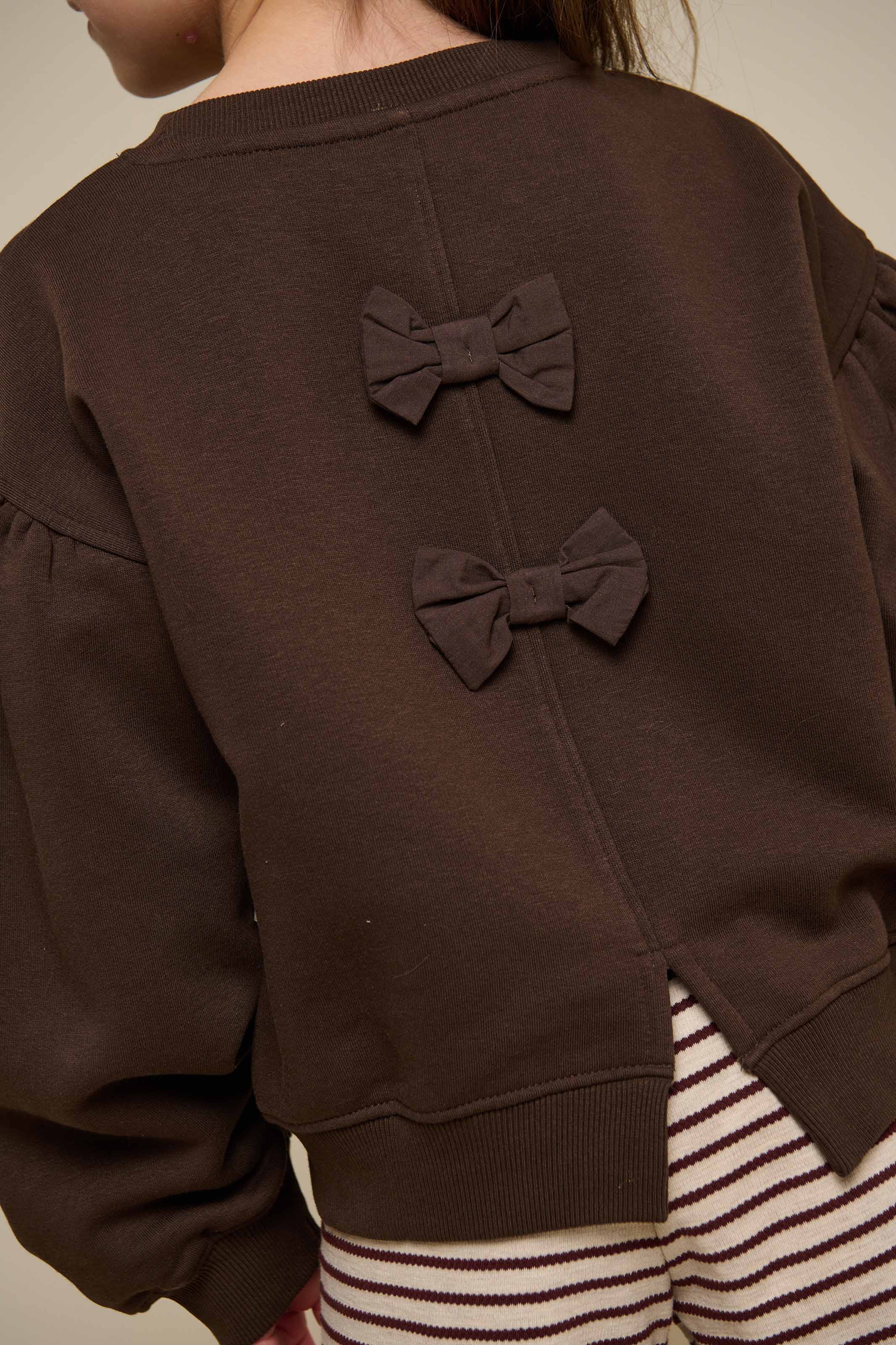 Sweatshirt met strikdetail - Tween - Chocolate | 100815 Ruth