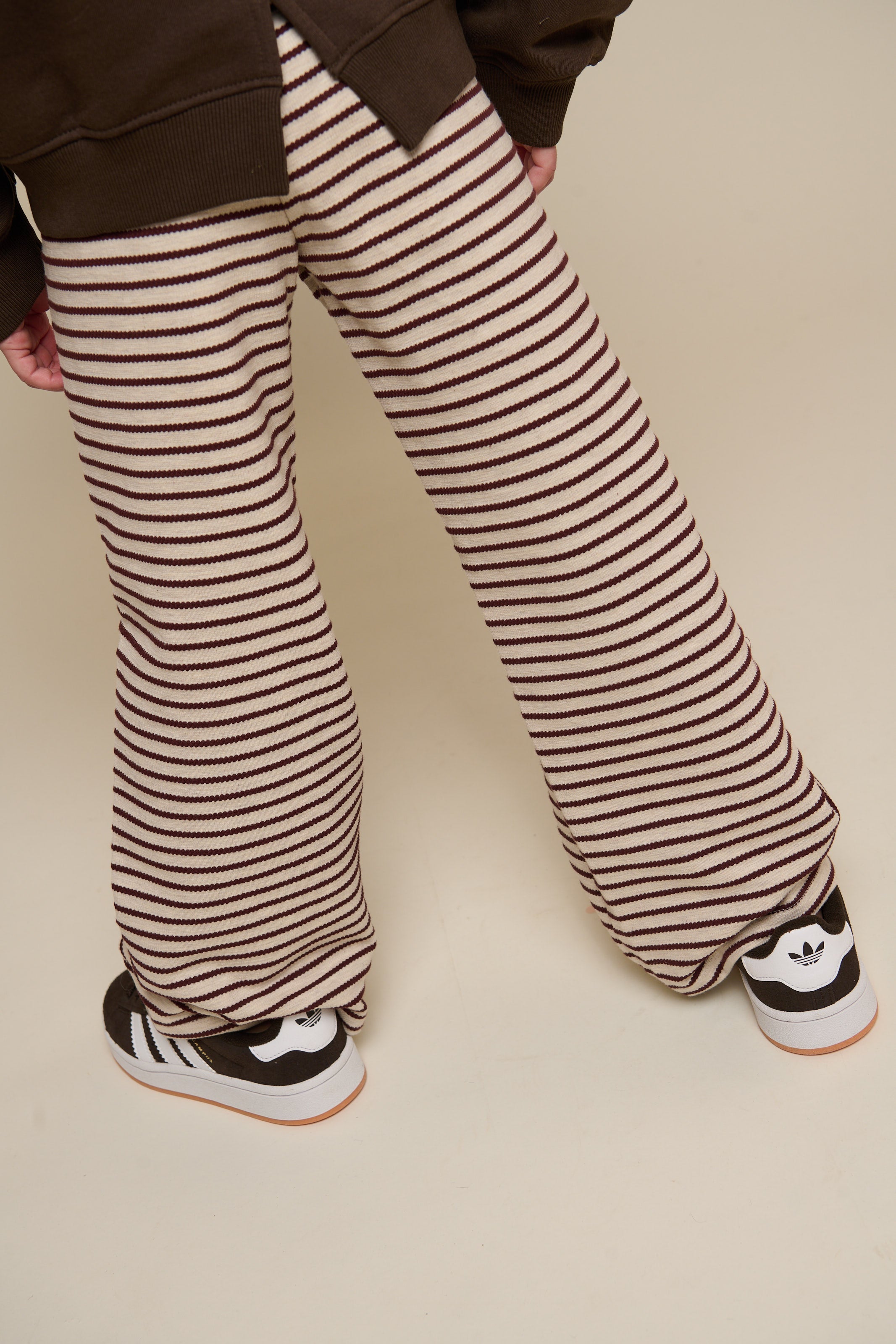 Gestreepte Wide-Leg Jersey Broek - Tween - Brown | 100997 Emmie