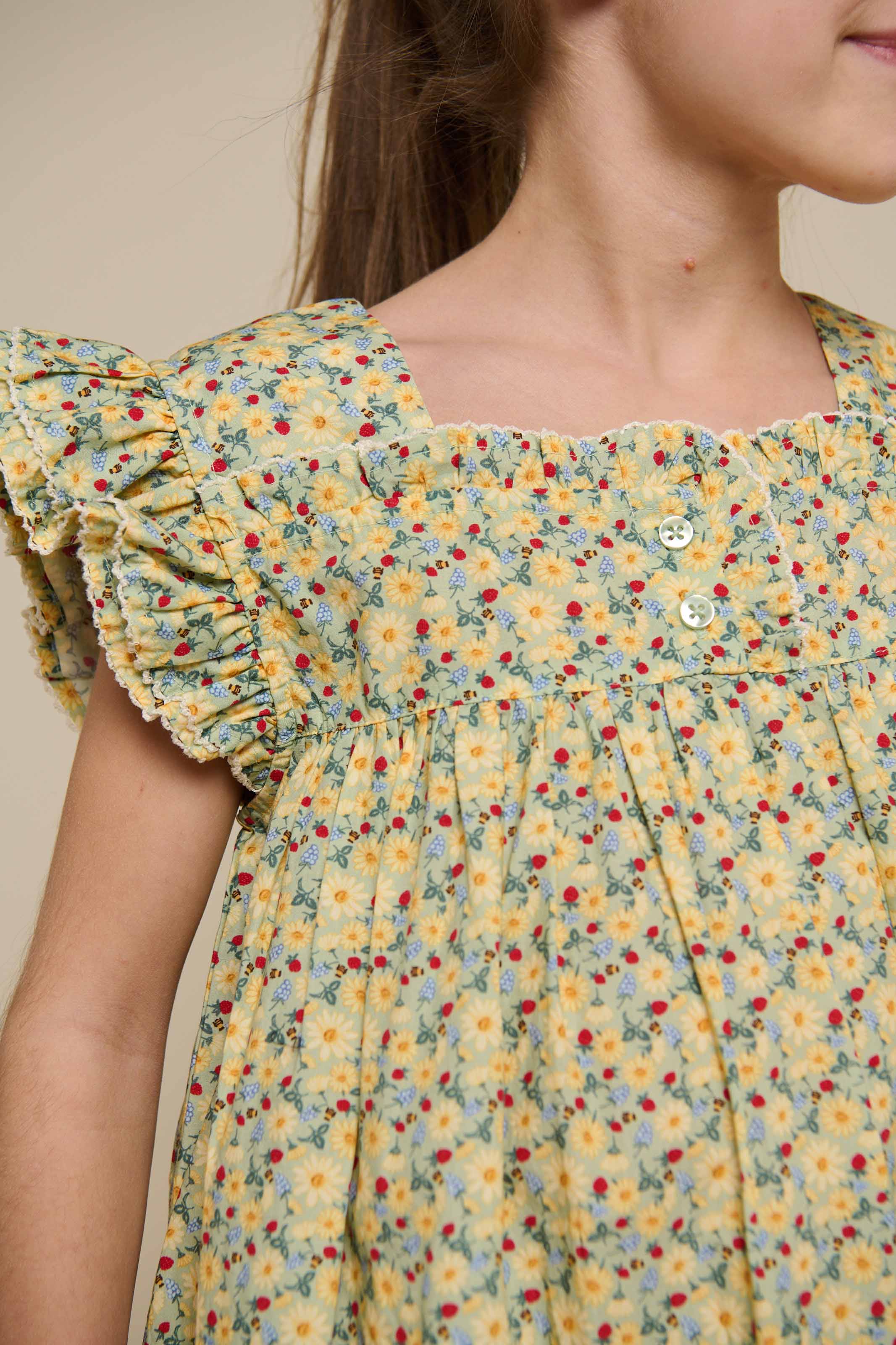 Bloemenprint Popeline Jurk - Tween - Green | 100963 Poppy