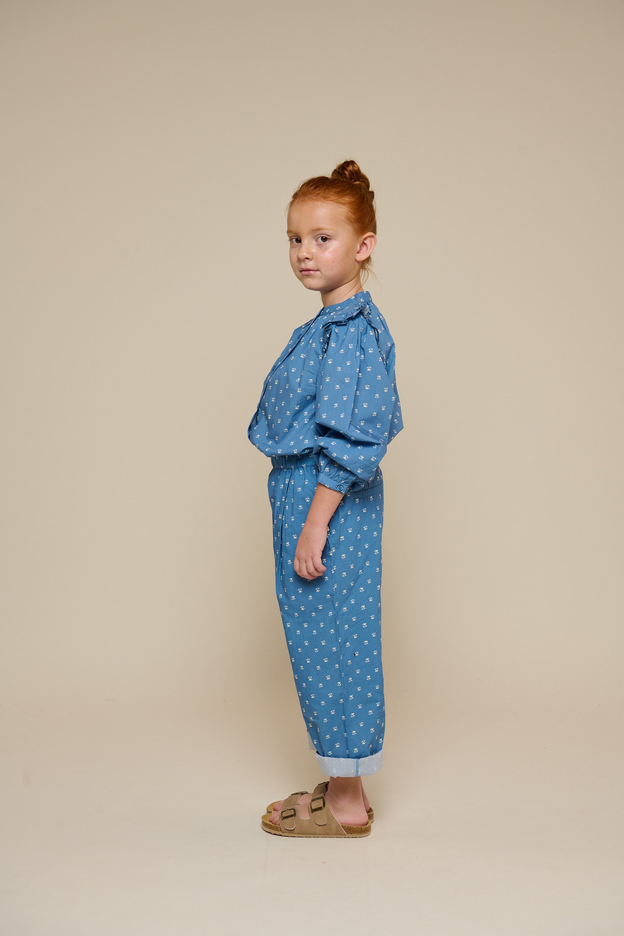 Poplin broek met print - Tween - Dusty Blue | 101089 Camilla