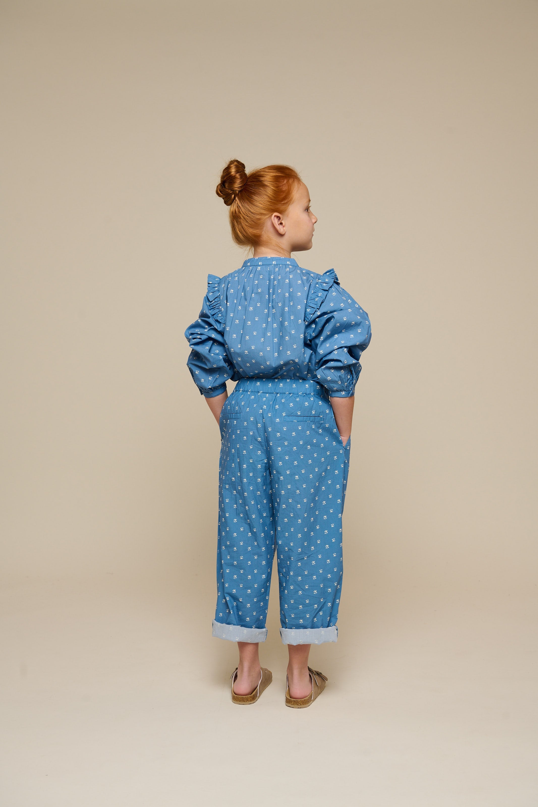 Poplin broek met print - Tween - Dusty Blue | 101089 Camilla