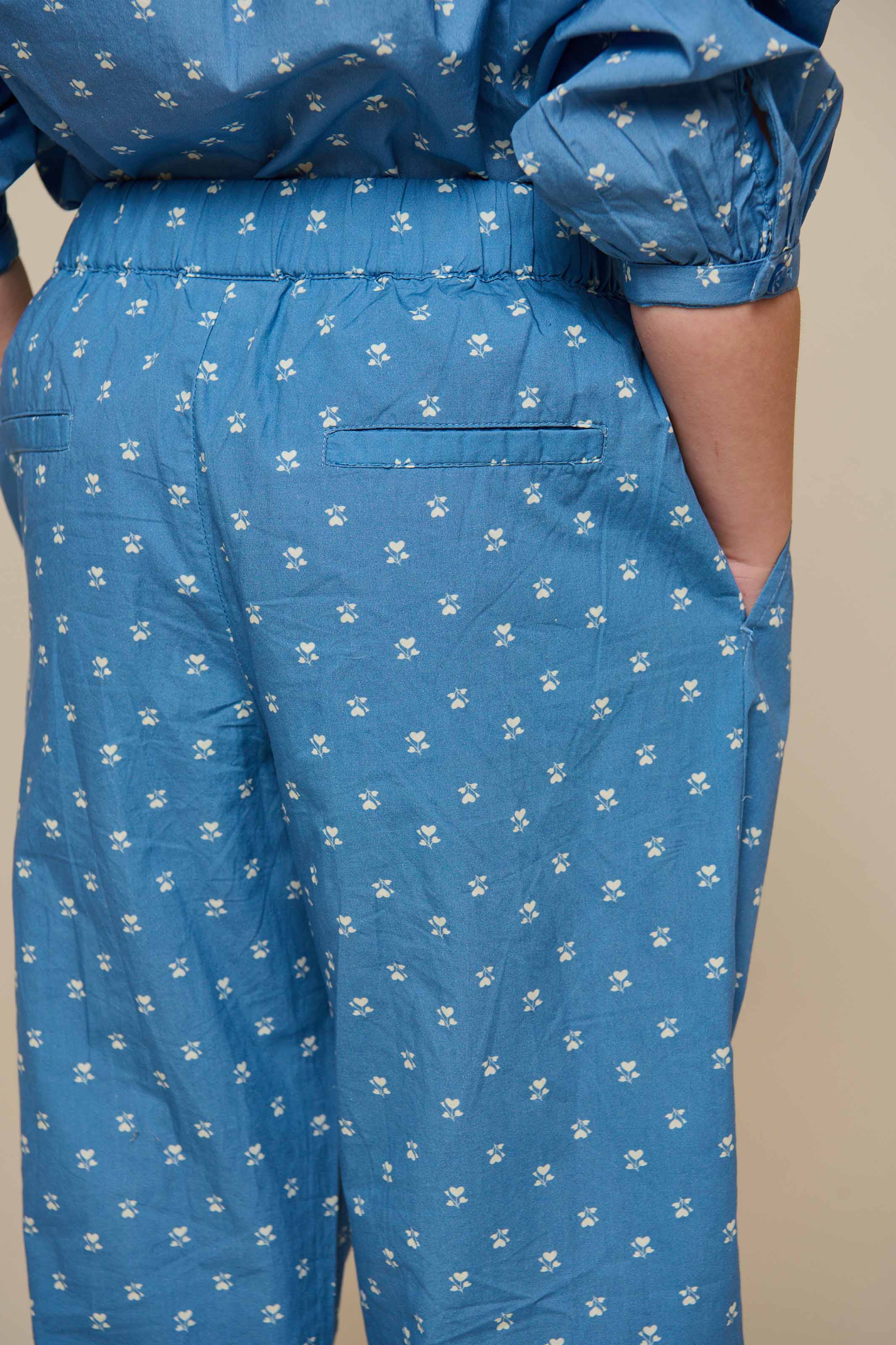 Poplin broek met print - Tween - Dusty Blue | 101089 Camilla