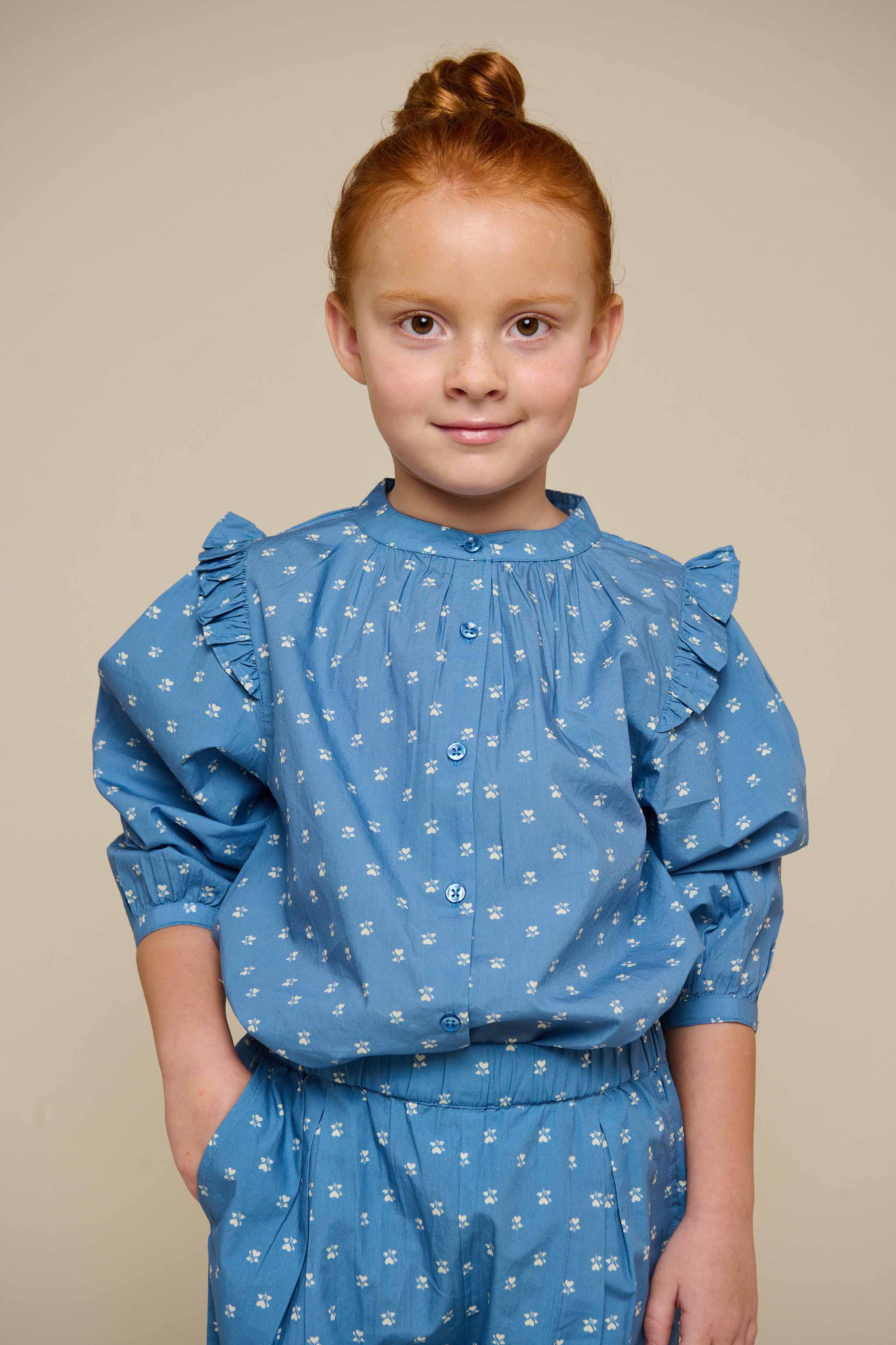 Poplin broek met print - Tween - Dusty Blue | 101089 Camilla