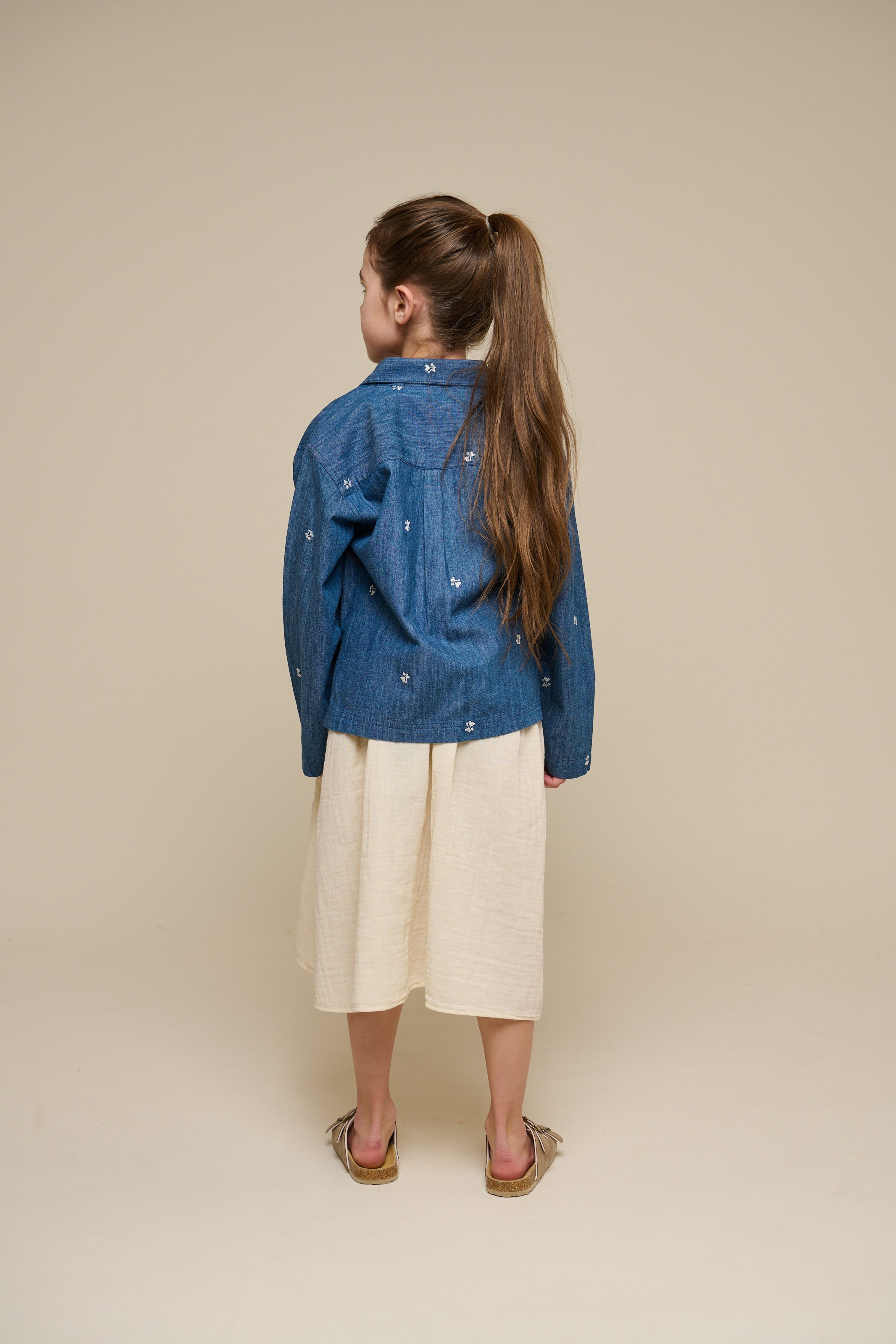 Geborduurde Lichte Denim Overhemdjas - Tween - Blue Denim | 101082 Isabella