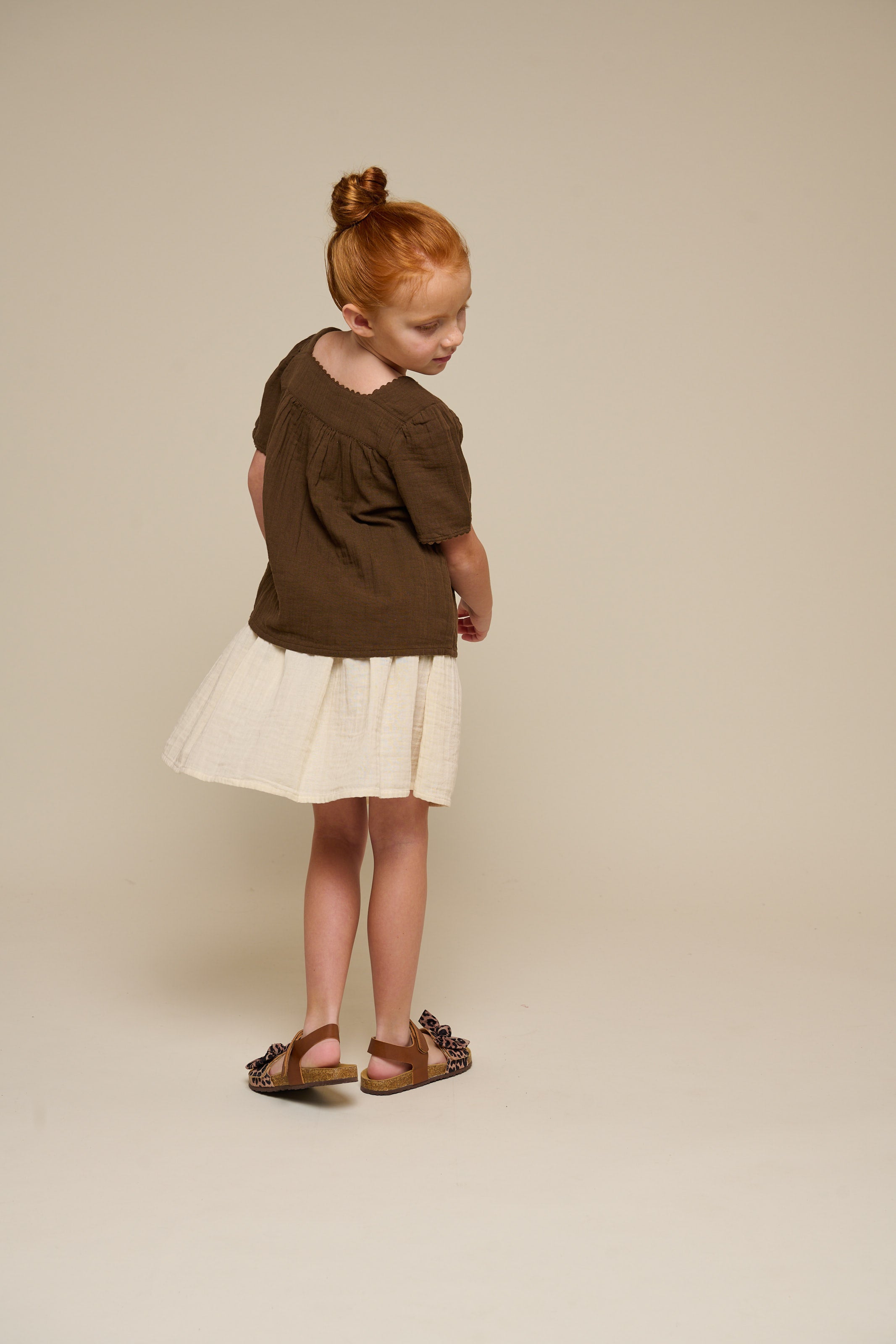 Gauze Blouse met Korte Mouwen - Tween - Dark Brown | 100917 Jasmine
