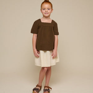 Gauze Blouse met Korte Mouwen - Tween - Dark Brown | 100917 Jasmine
