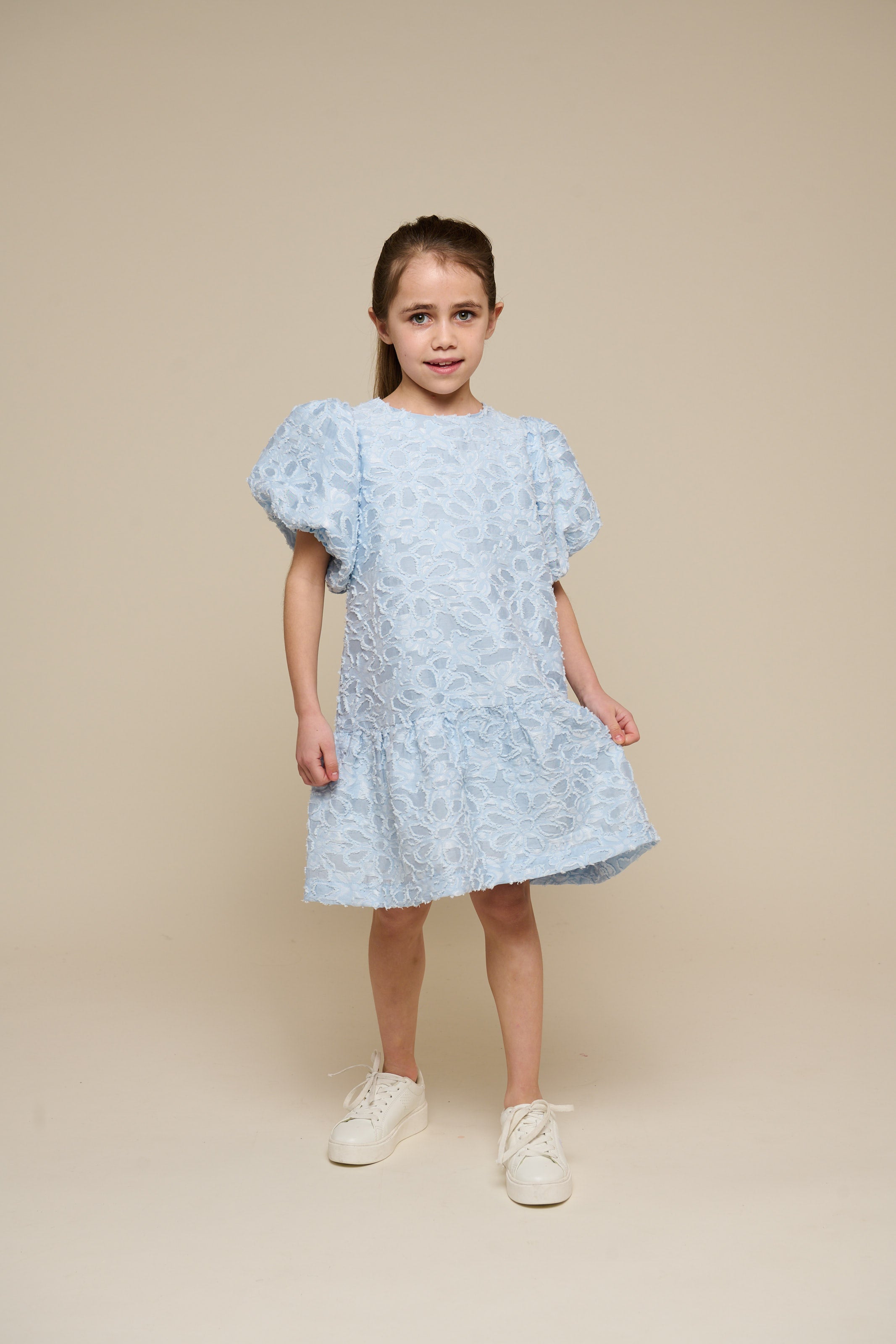 Jacquard jurk van katoenmix - Tween - Light Blue | 100995 Giselle
