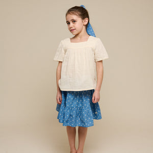 Rok van bedrukt poplin - Tween - Dusty Blue | 101085 Camilla