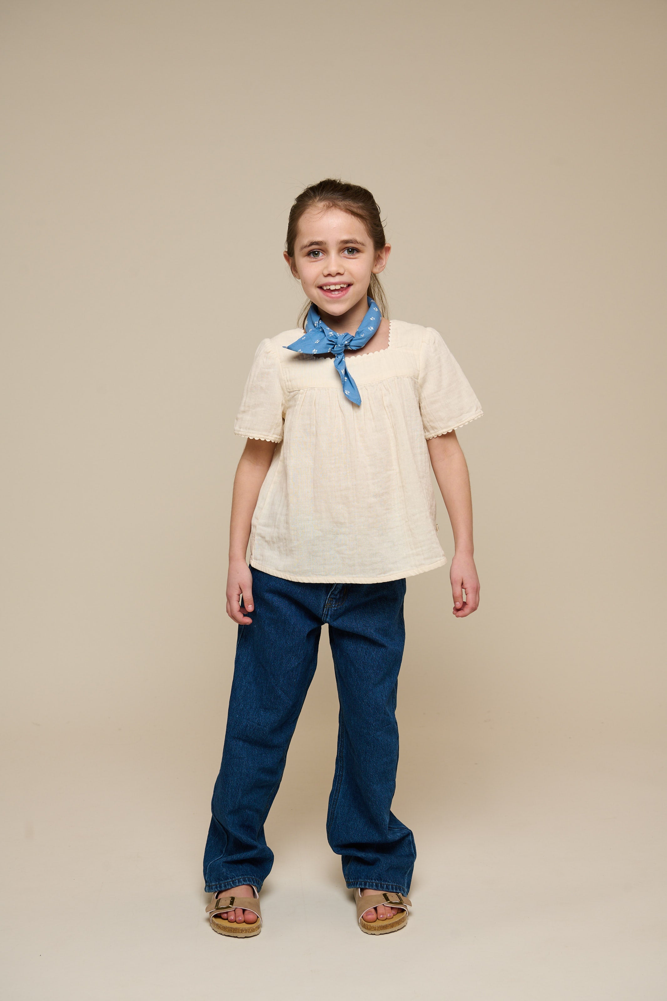 Korte mouwen blouse van gaas - Tween - Off White | 100919 Jasmine