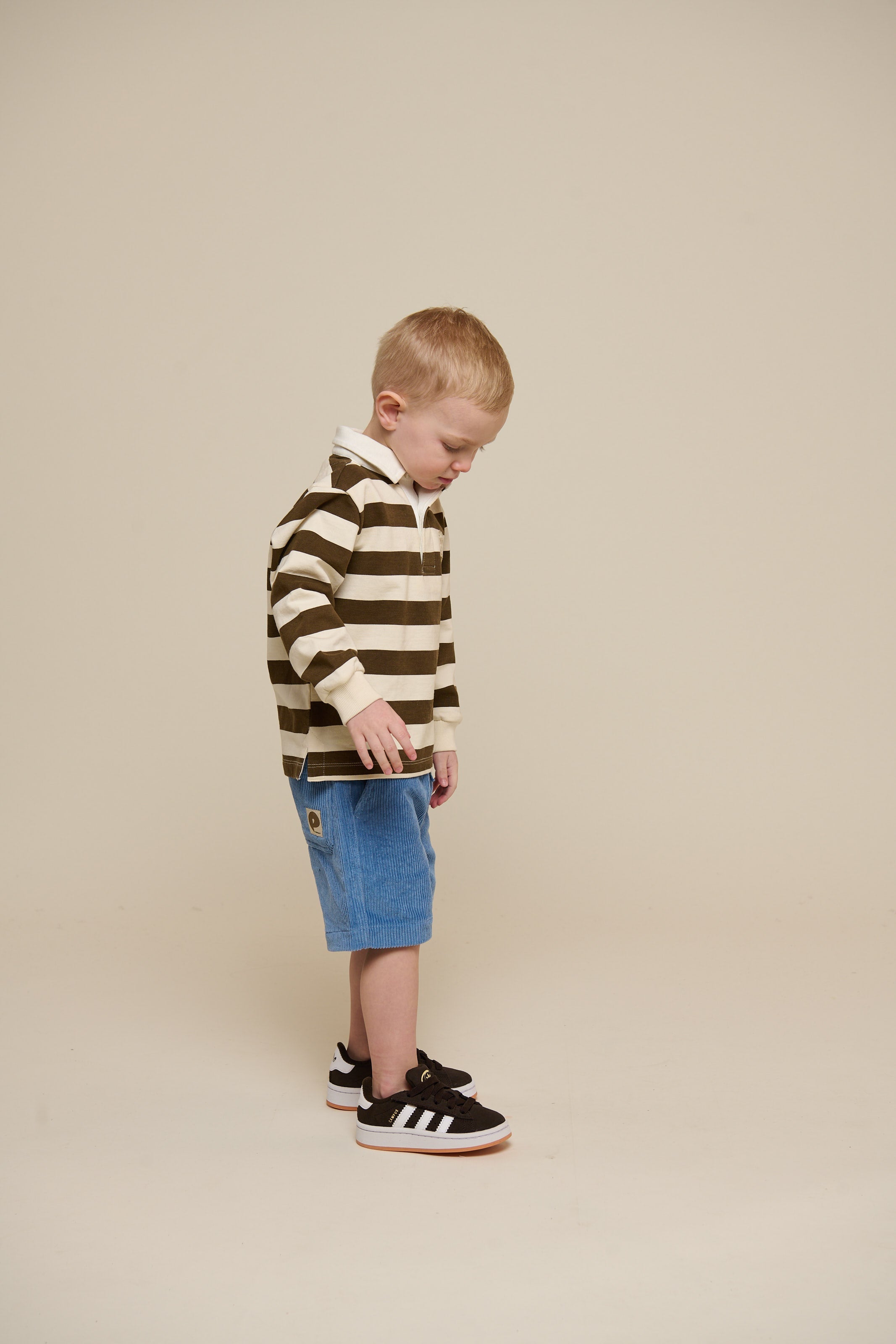 Gestreept Polo Sweatshirt - Kids - Dark Brown/Offwhite | 101397 Marco