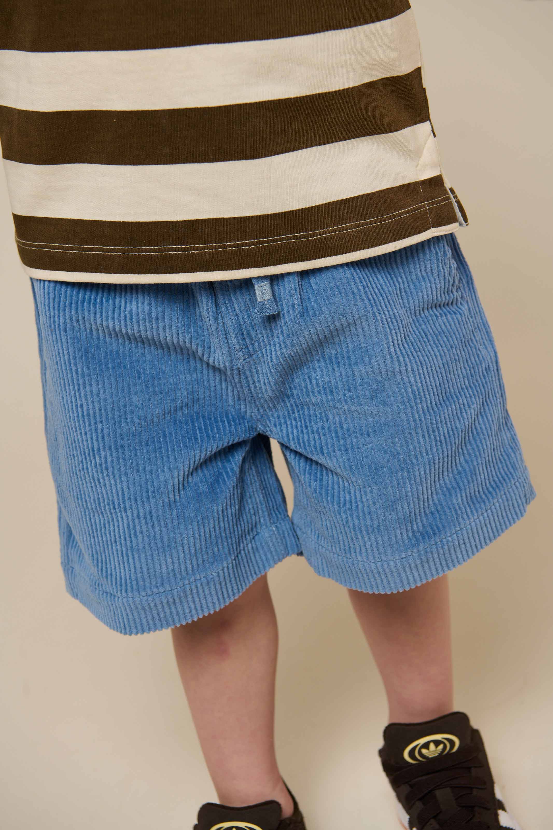 Pull-On Ribfluwelen Shorts - Kids - Dusty Blue | 101100 Tobias