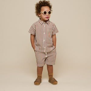 Gestreept seersucker overhemd - Kids - Brown | 101185 Frank