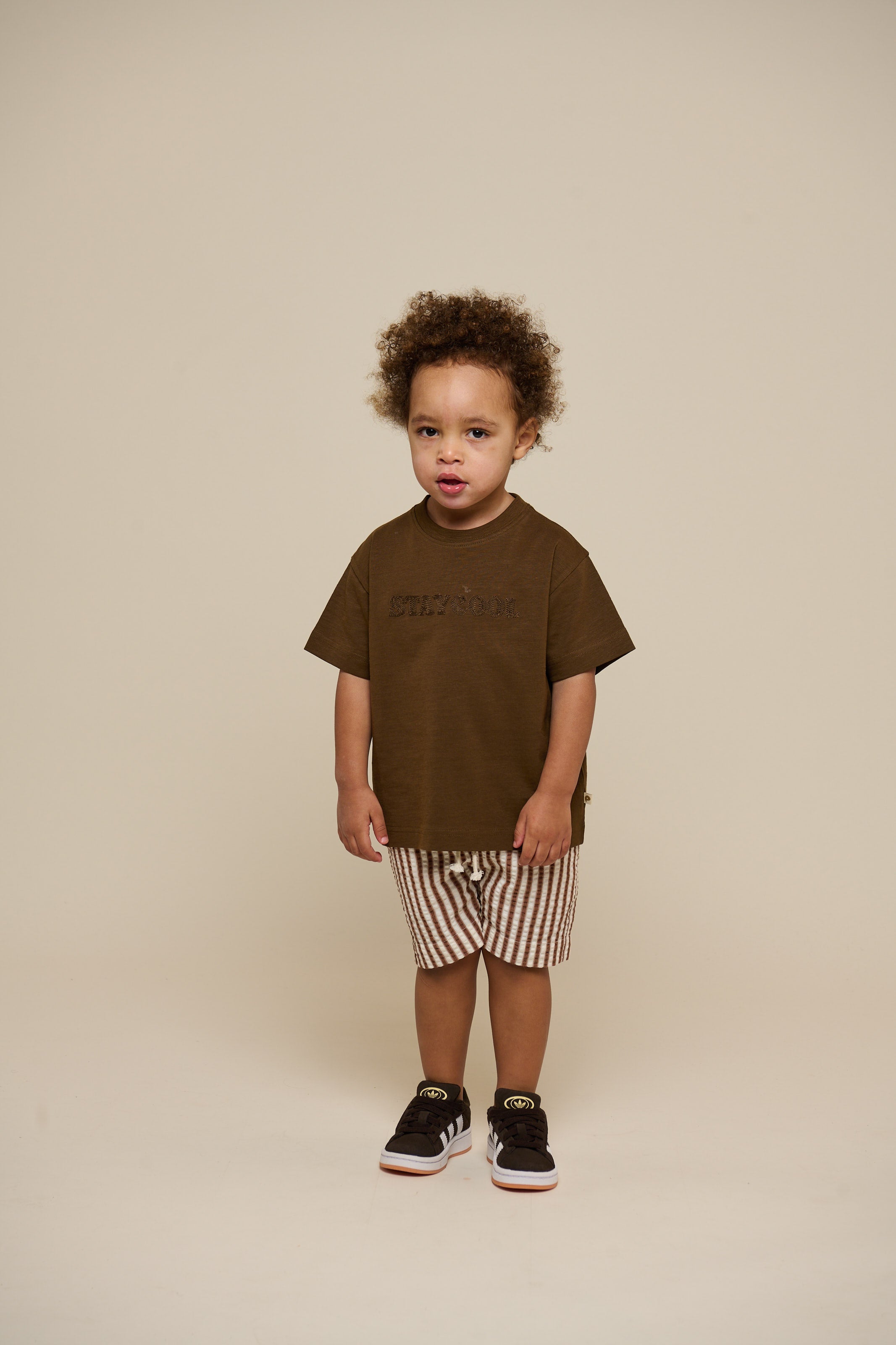 Slub jersey Borduur T-shirt - Kids - Dark Brown | 101157 Villum