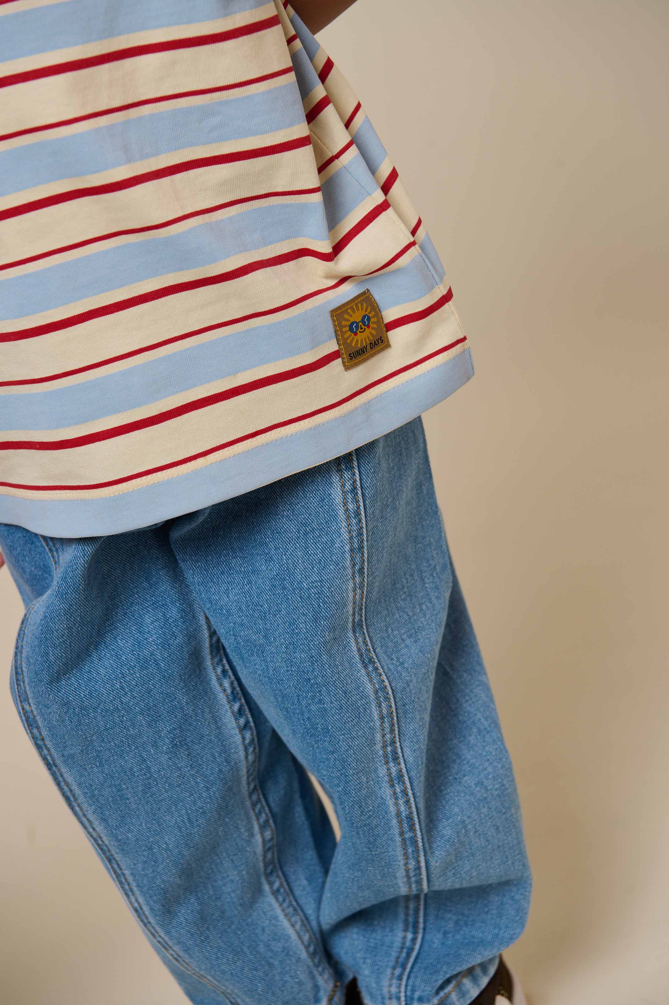 Retro Gestreept T-shirt - Kids - Powder Blue | 101275 Steven
