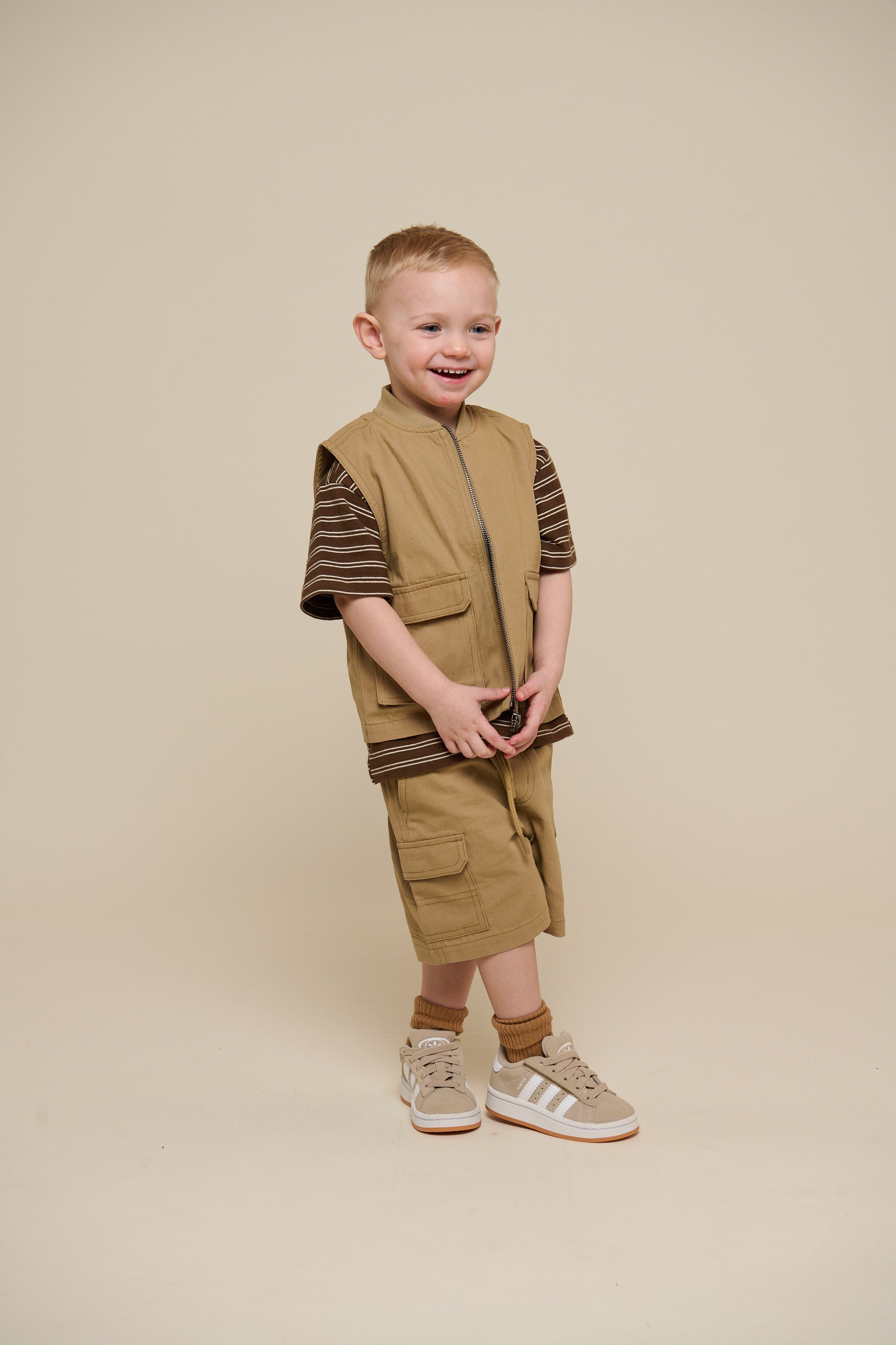 Canvas Cargo Shorts - Kids - Khaki | 101120 Isack