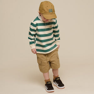Gestreept Polo Sweatshirt - Kids - Tropical Green/Offwhite | 101340 Marco