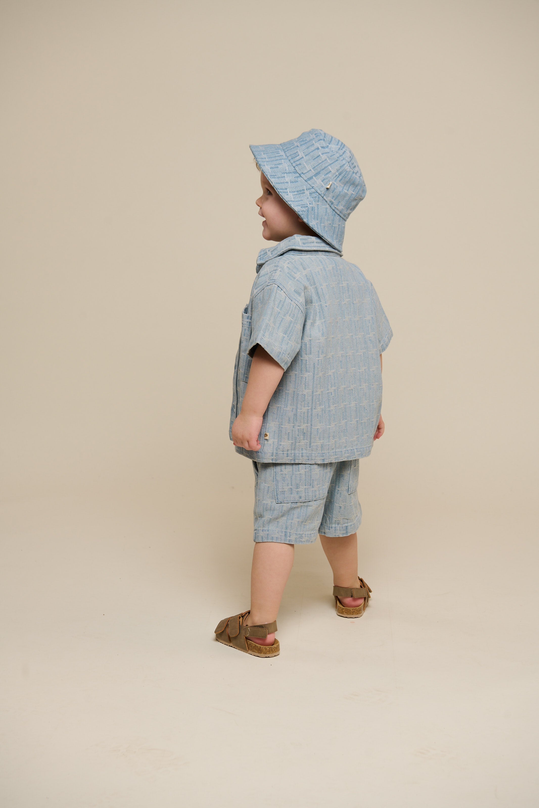 Jacquard denim kortemouw overhemdjack - Kids - Blue Denim | 101060 Kyle