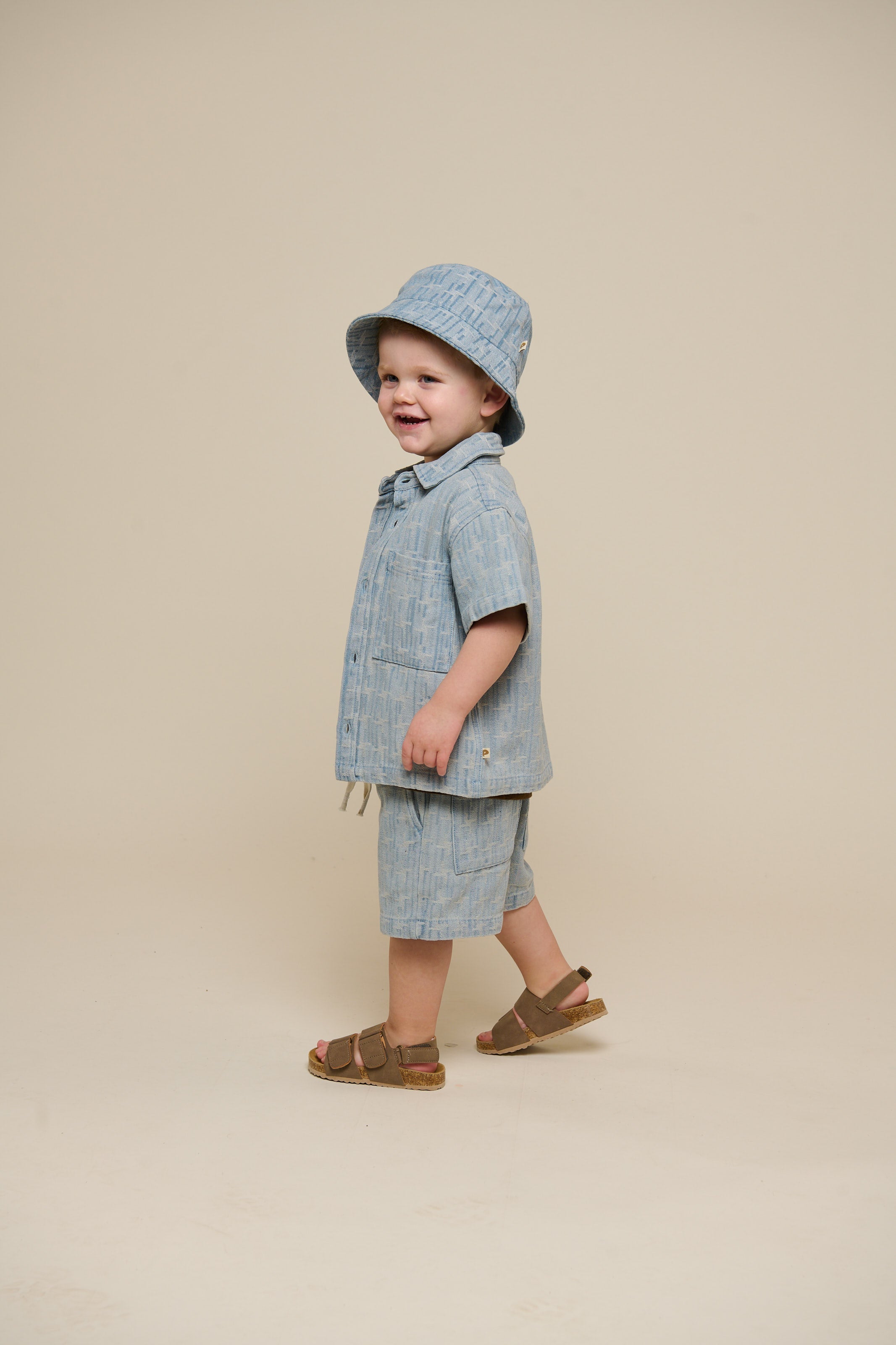 Jacquard denim kortemouw overhemdjack - Kids - Blue Denim | 101060 Kyle