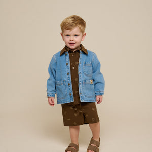 Bedrukte Linnenmix Shorts - Kids - Dark Brown | 101171 William