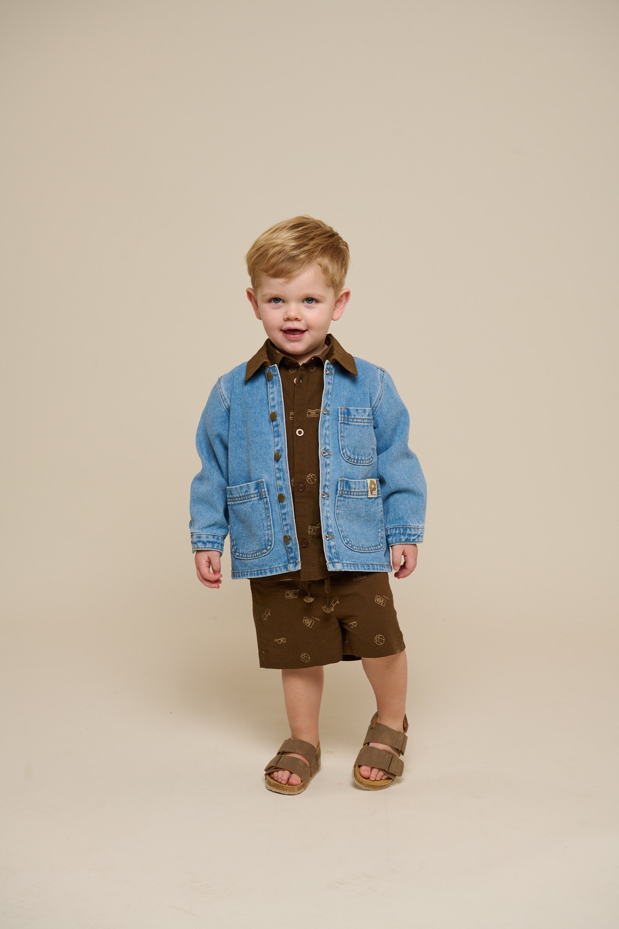 Bedrukt linnenmix overhemd - Kids - Dark Brown | 101167 William