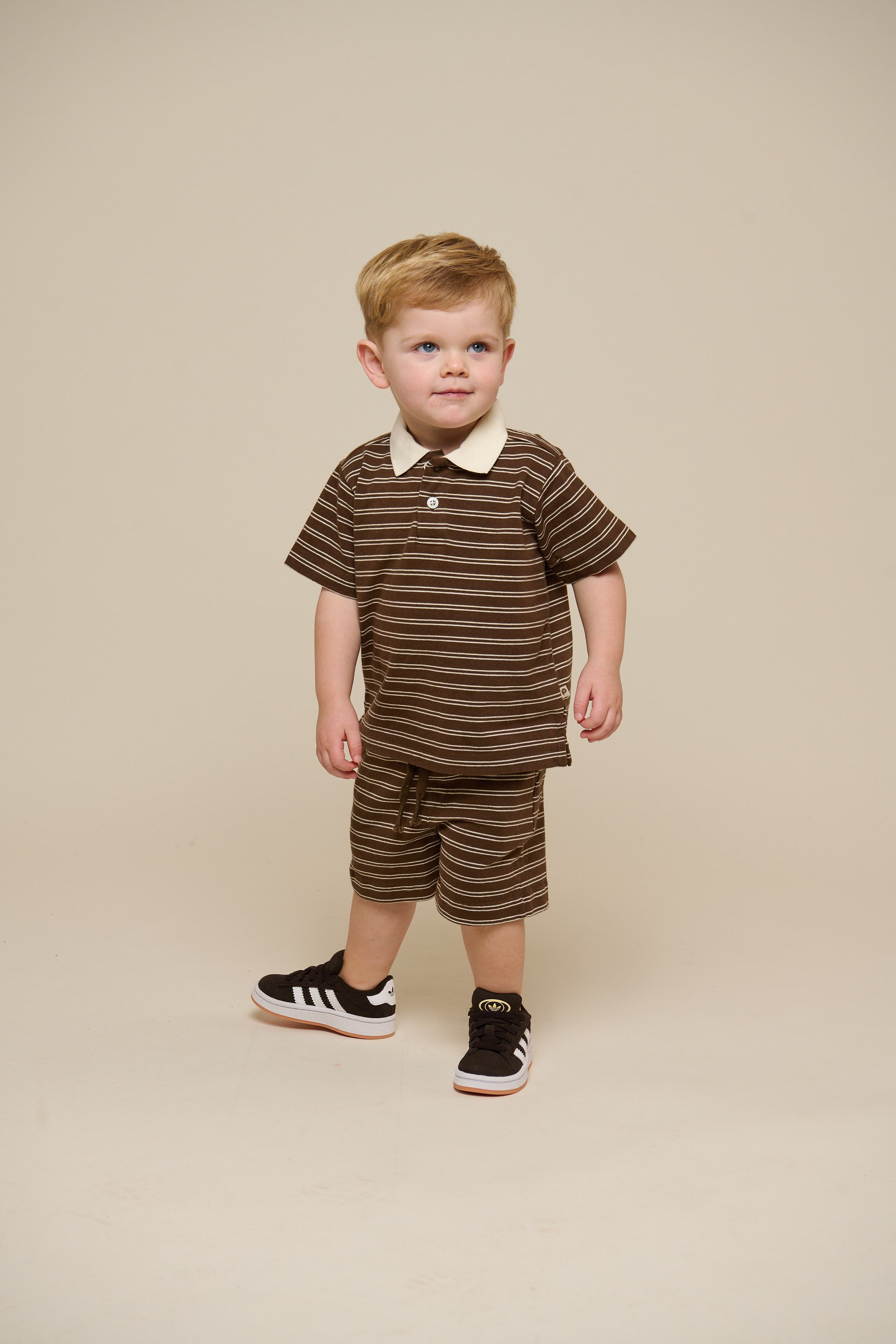 Gestreepte Jersey Shorts - Kids - Dark Brown | 101181 Otto