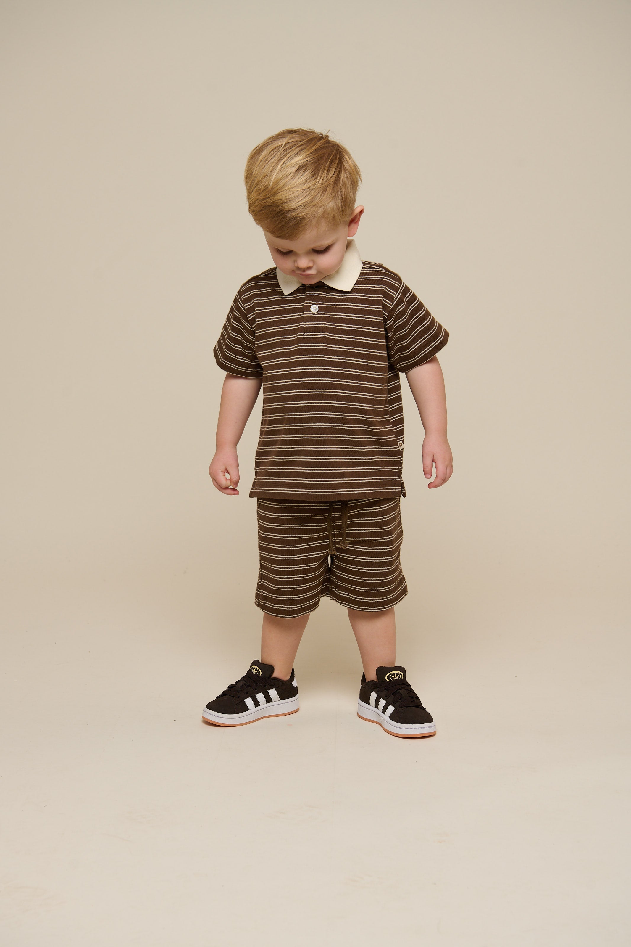 Gestreepte Jersey Shorts - Kids - Dark Brown | 101181 Otto