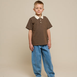 Gestreept Jersey Poloshirt - Tween - Dark Brown | 101174 Otto