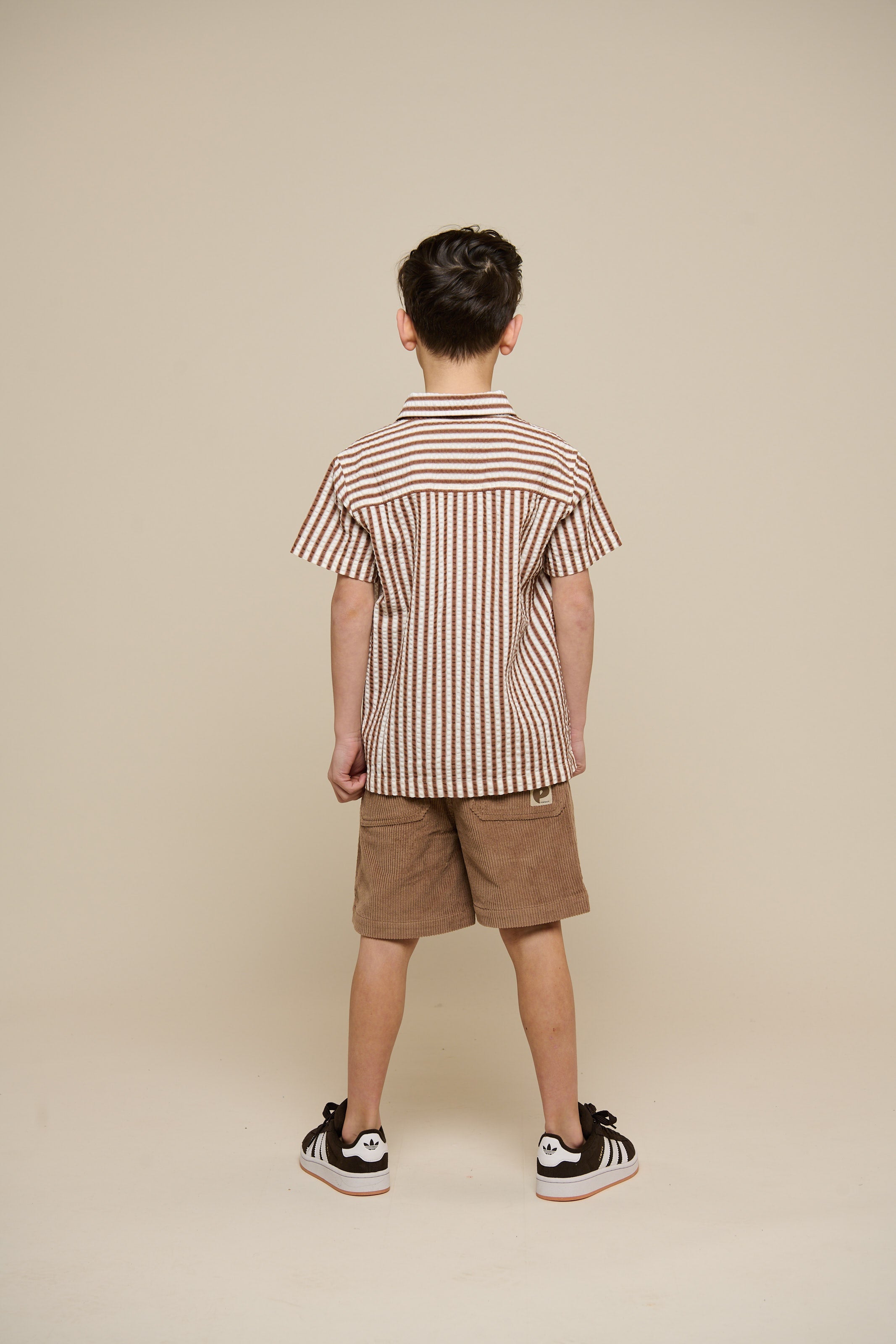 Gestreept seersucker overhemd - Tween - Brown | 101186 Frank