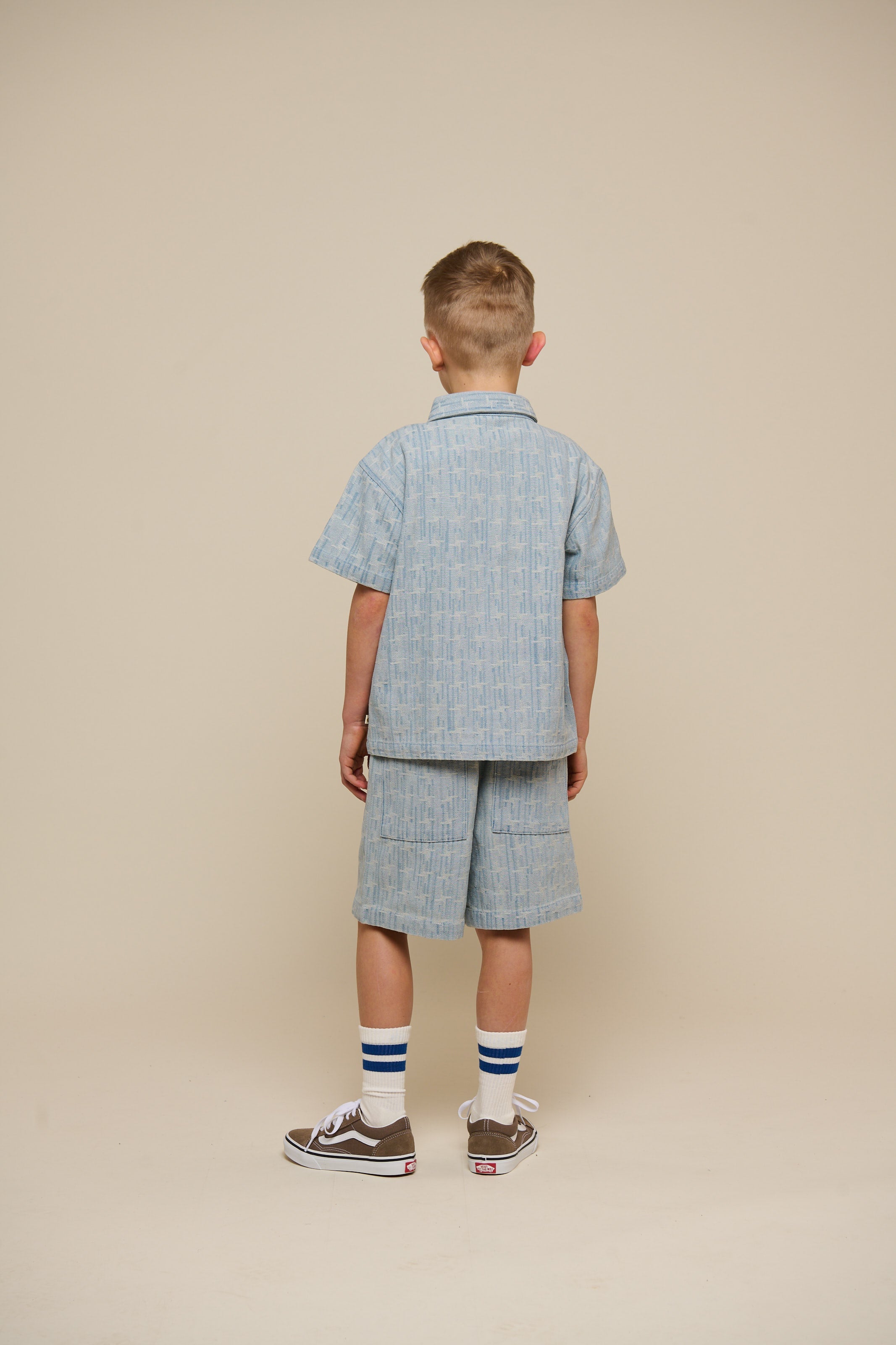 Jacquard Denim Korte Mouw Overhemdjas - Tween - Blue Denim | 101093 Kyle