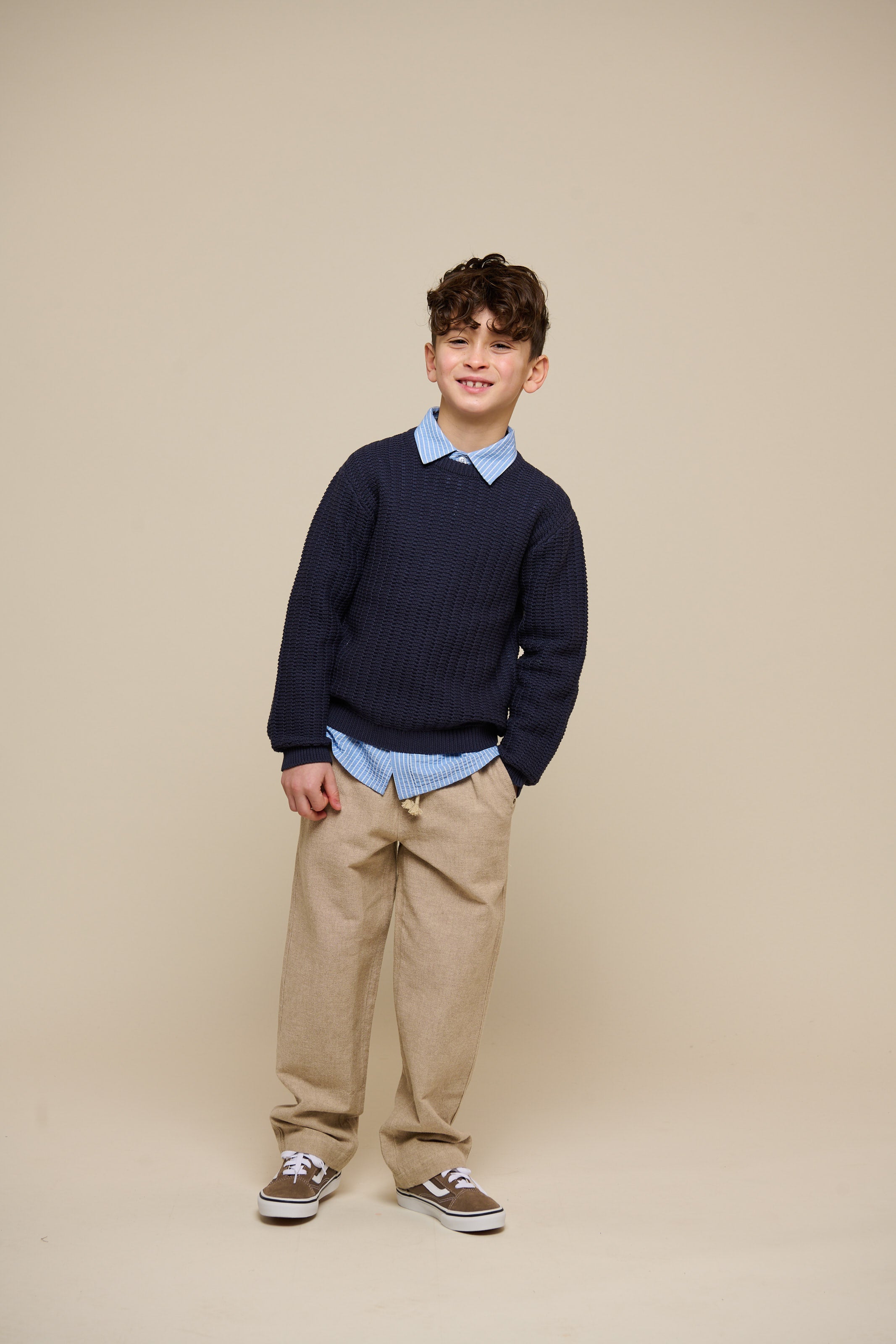 Geweven Katoenen Broek met Textuur - Tween - Sand | 101200 Walter