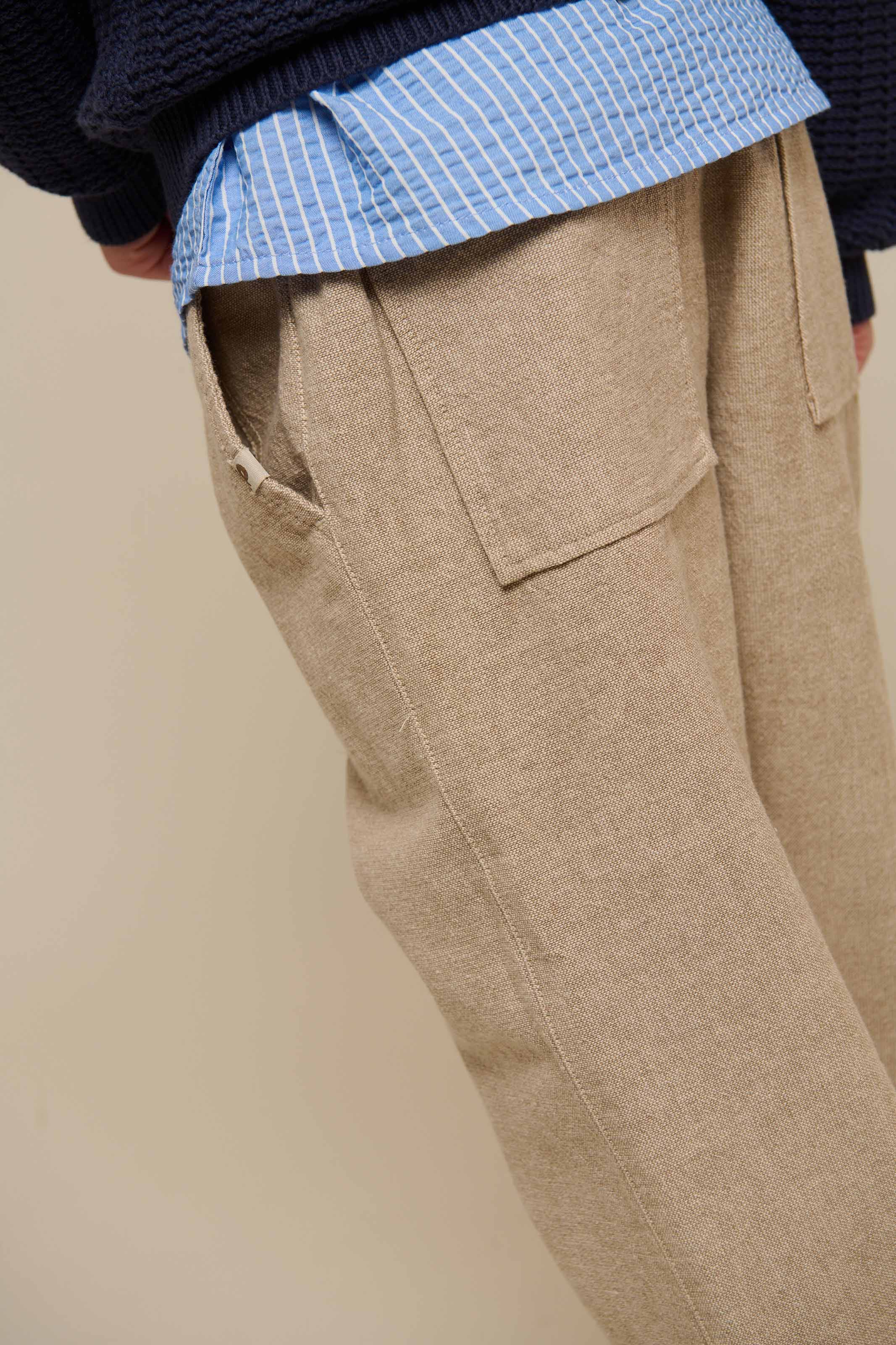 Geweven Katoenen Broek met Textuur - Tween - Sand | 101200 Walter