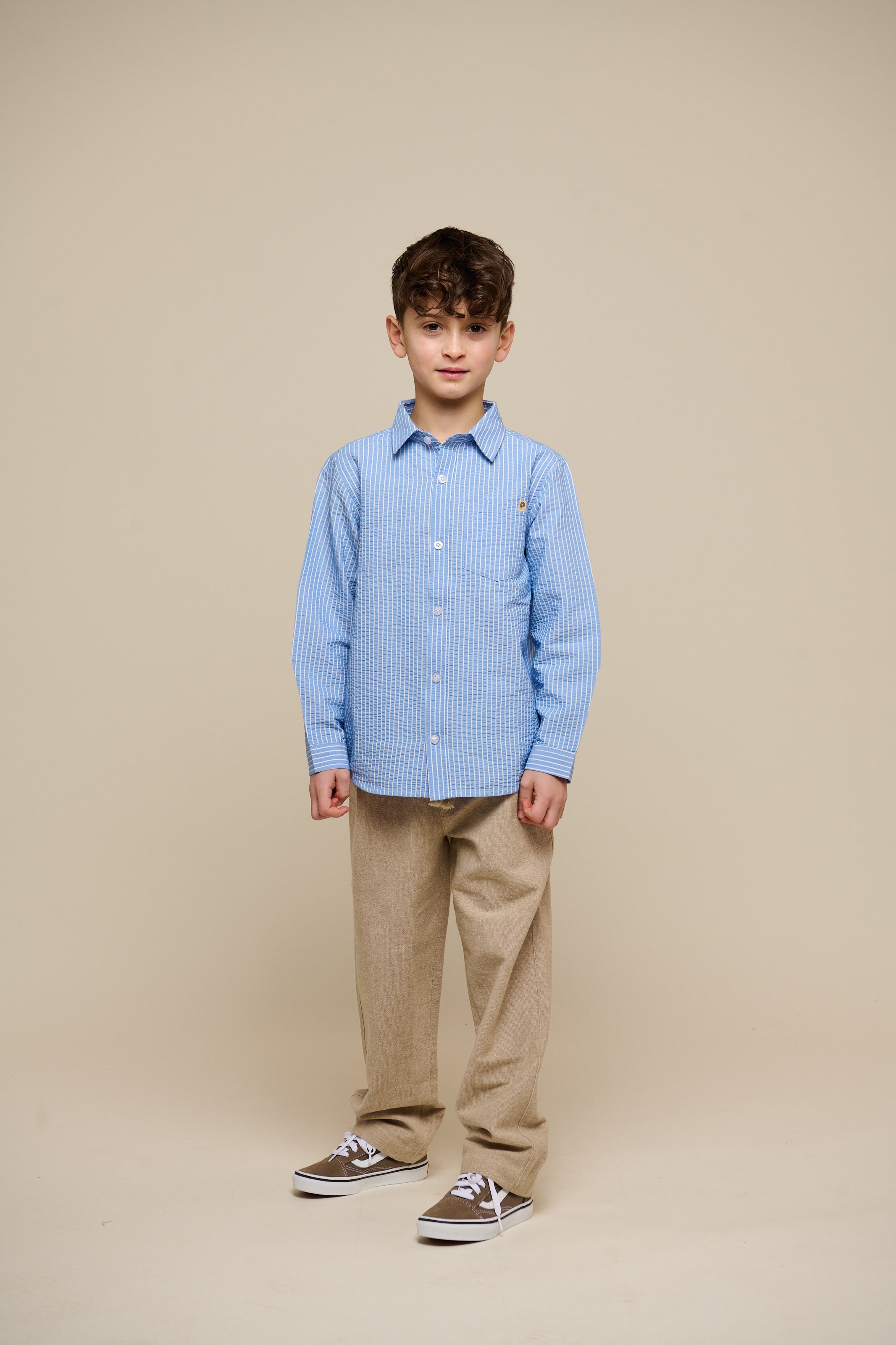 Gestreept seersucker overhemd - Tween - Blue Stripe | 101347 Patrick