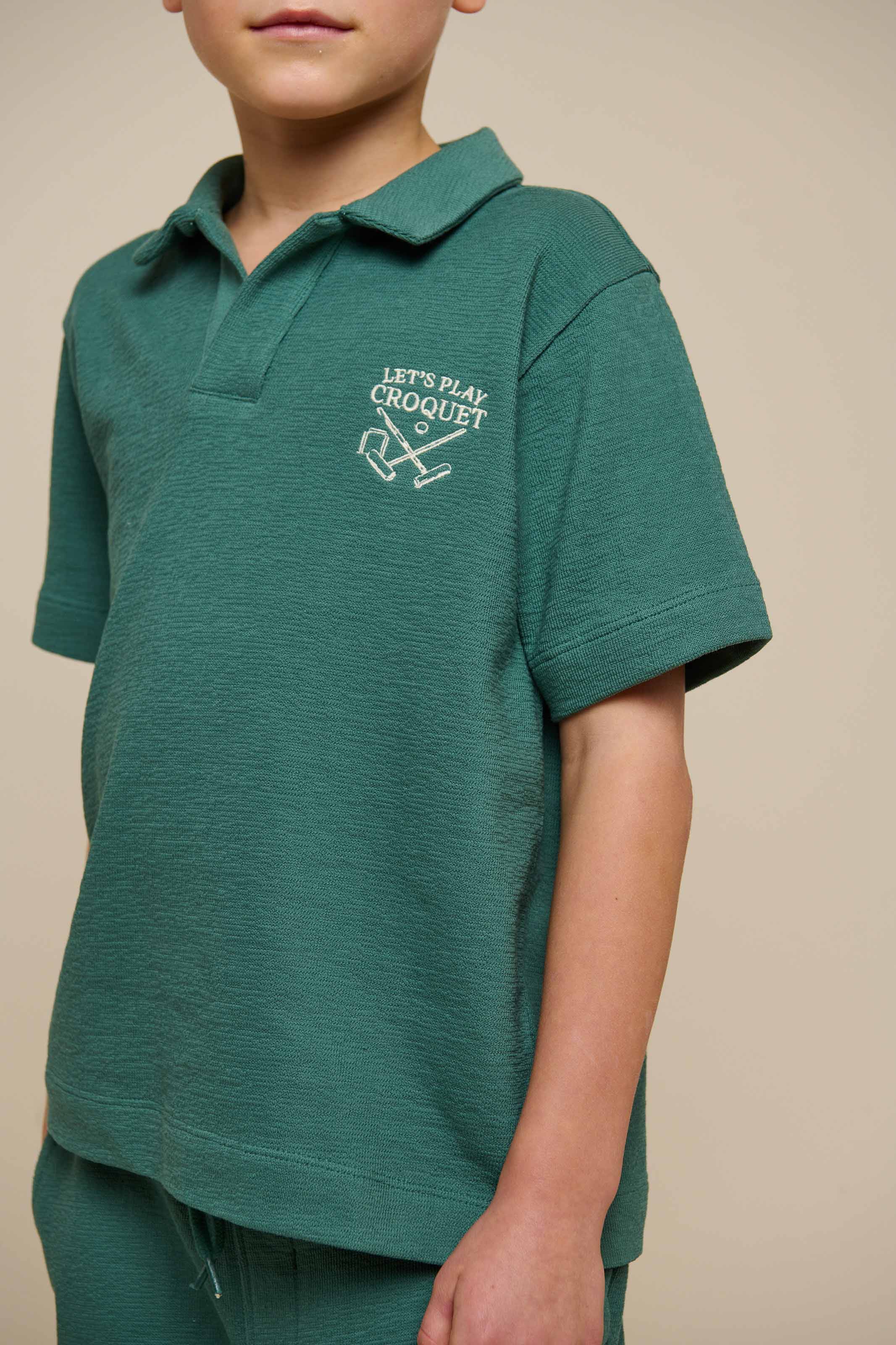 Polo T-shirt van Gestructureerde Jersey - Tween - Tropical Green | 101216 Sonny