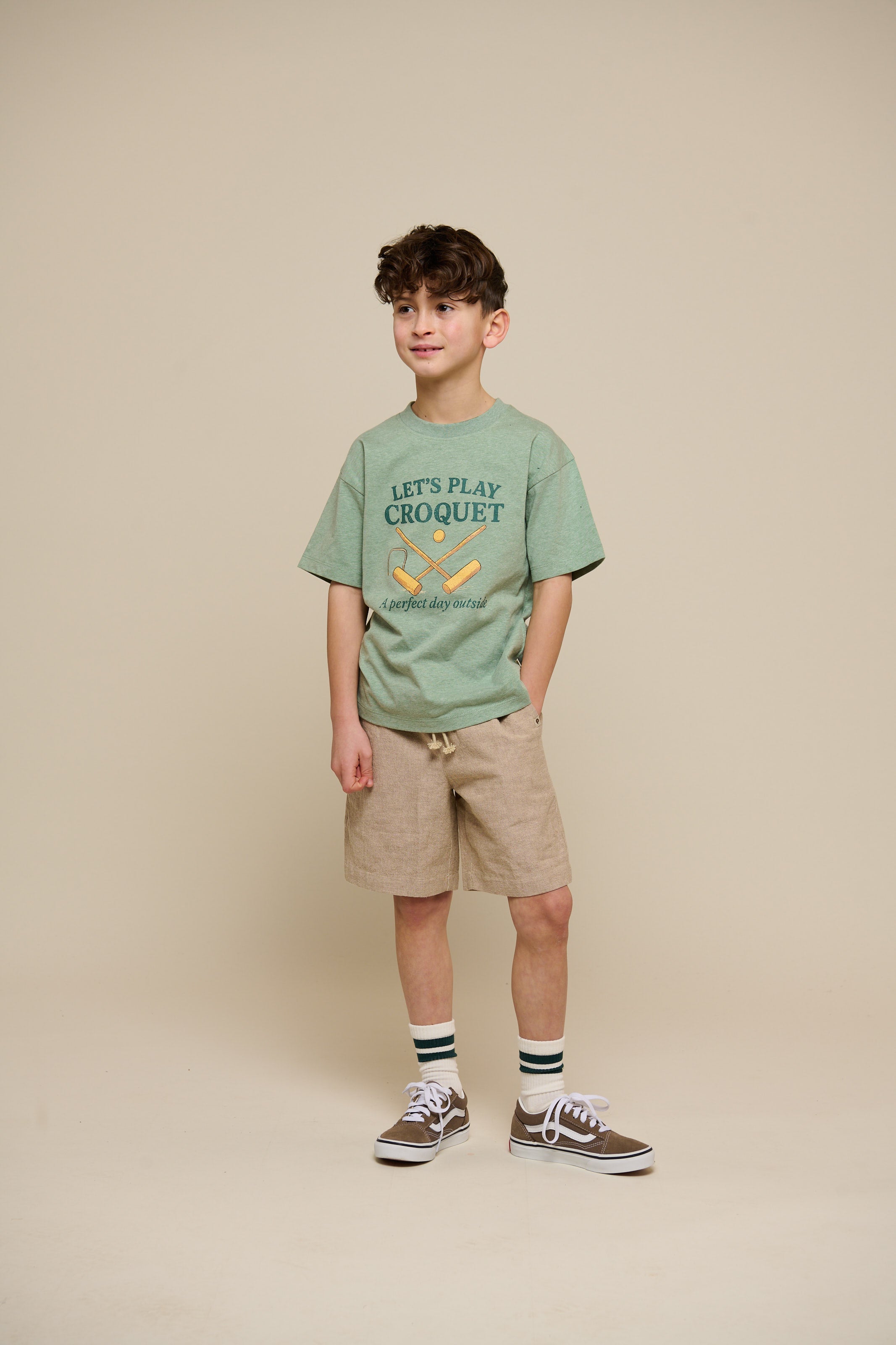 Croquet T-shirt - Tween - Light Green Melange | 101339 Vincent