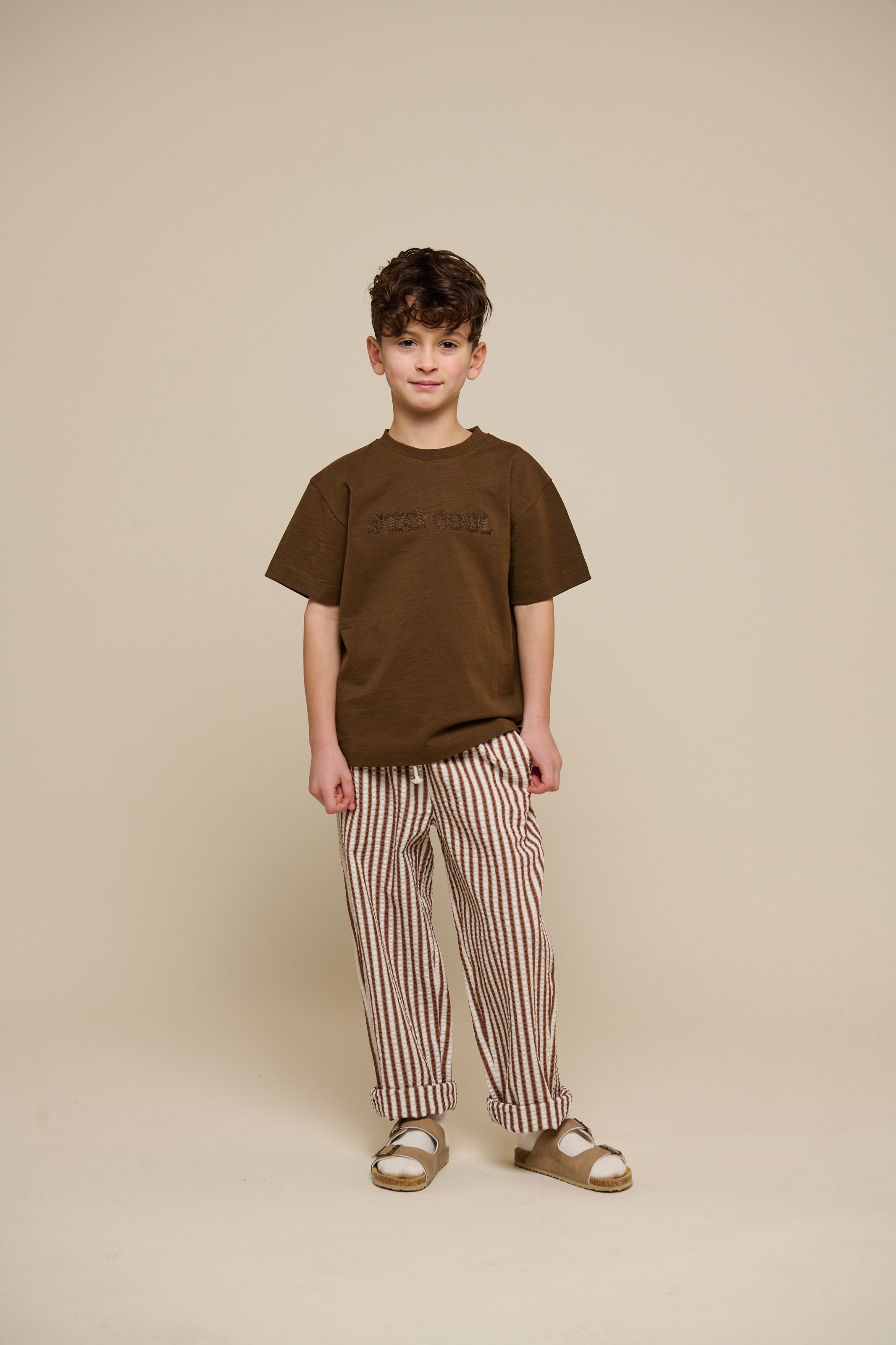 Slub jersey T-shirt met Borduursel - Tween - Dark Brown | 101158 Villum