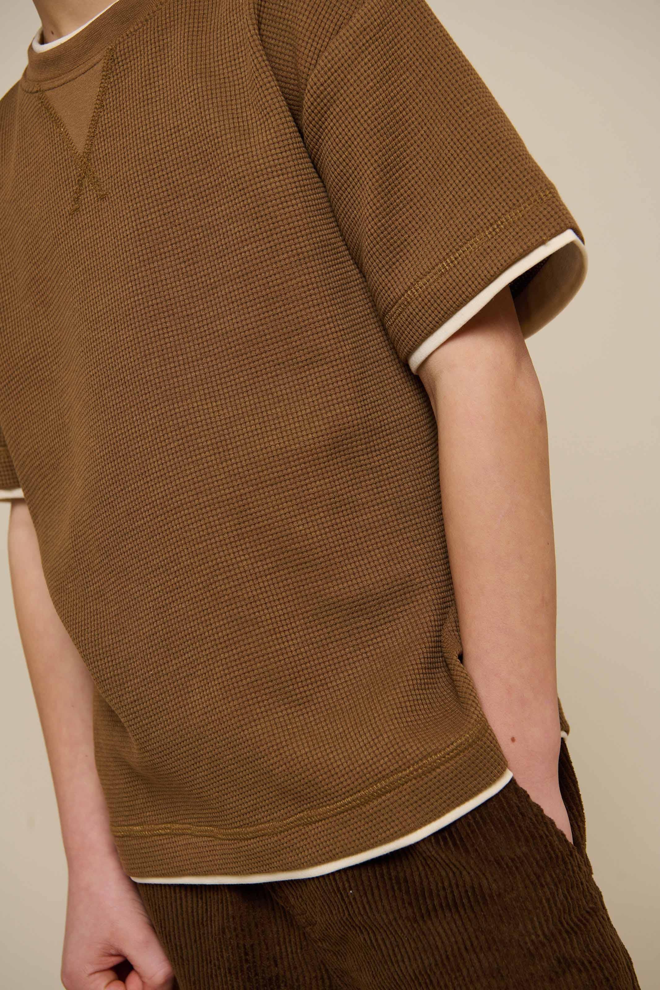 Gestructureerd T-shirt met korte mouwen - Tween - Coffee | 100712 Malthe
