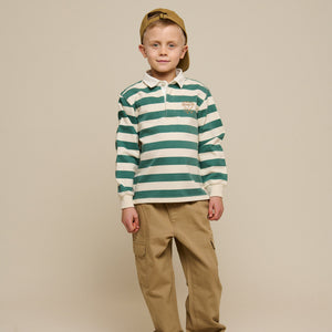 Gestreept Polo Sweatshirt - Tween - Tropical Green/Offwhite | 101341 Marco