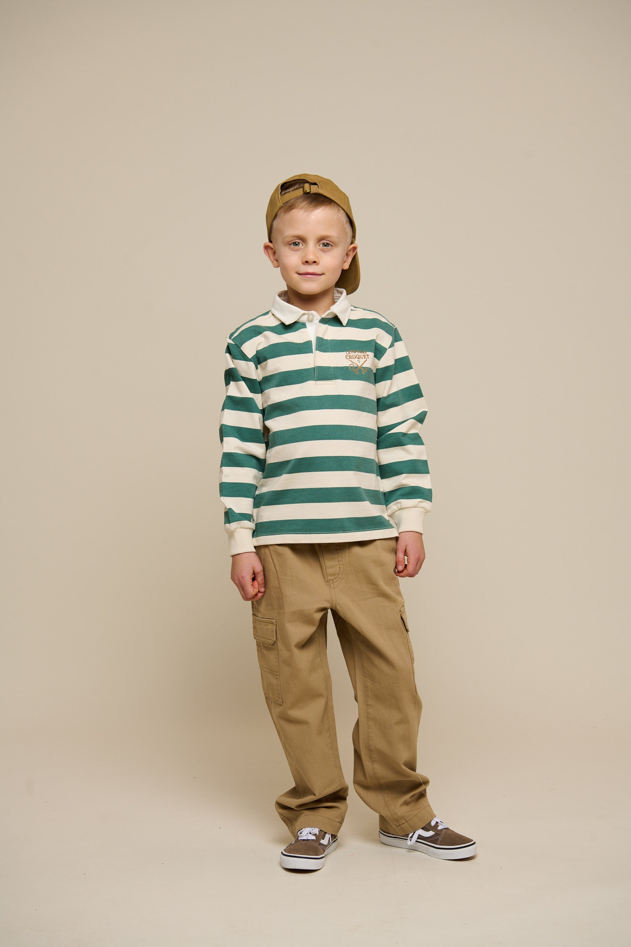 Gestreept Polo Sweatshirt - Tween - Tropical Green/Offwhite | 101341 Marco