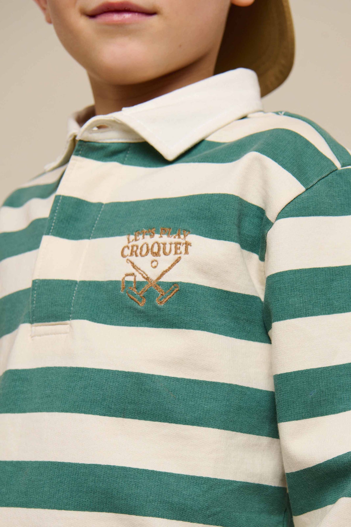 Gestreept Polo Sweatshirt - Tween - Tropical Green/Offwhite | 101341 Marco