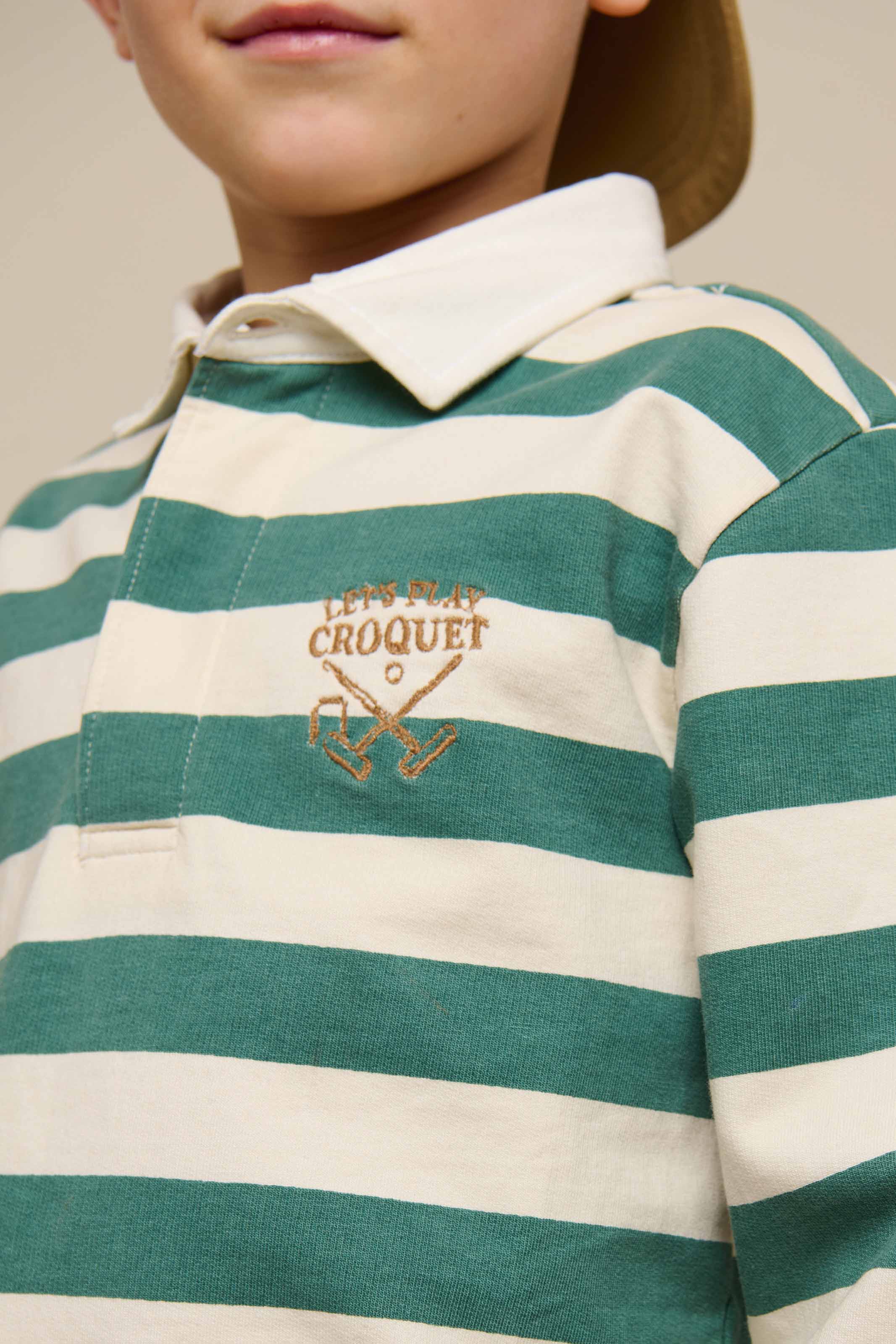 Gestreept Polo Sweatshirt - Tween - Tropical Green/Offwhite | 101341 Marco