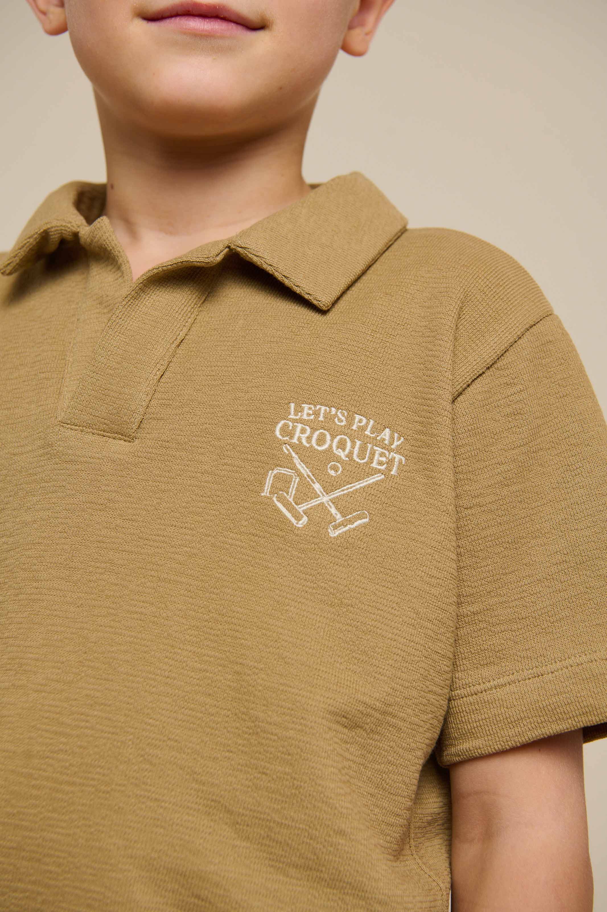 Gestructureerd Jersey Polo T-shirt - Tween - Khaki | 101218 Sonny