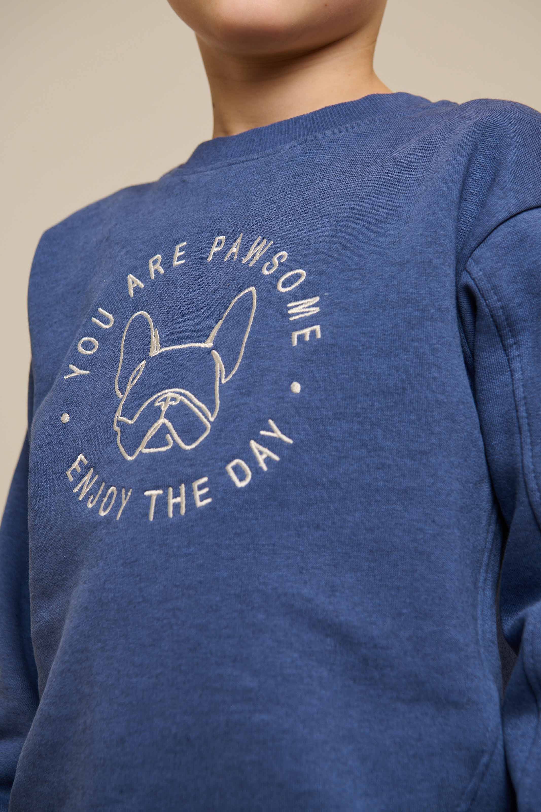 Sweatshirt met ronde hals - Tween - Indigo Blue Melange | 100889 Justin