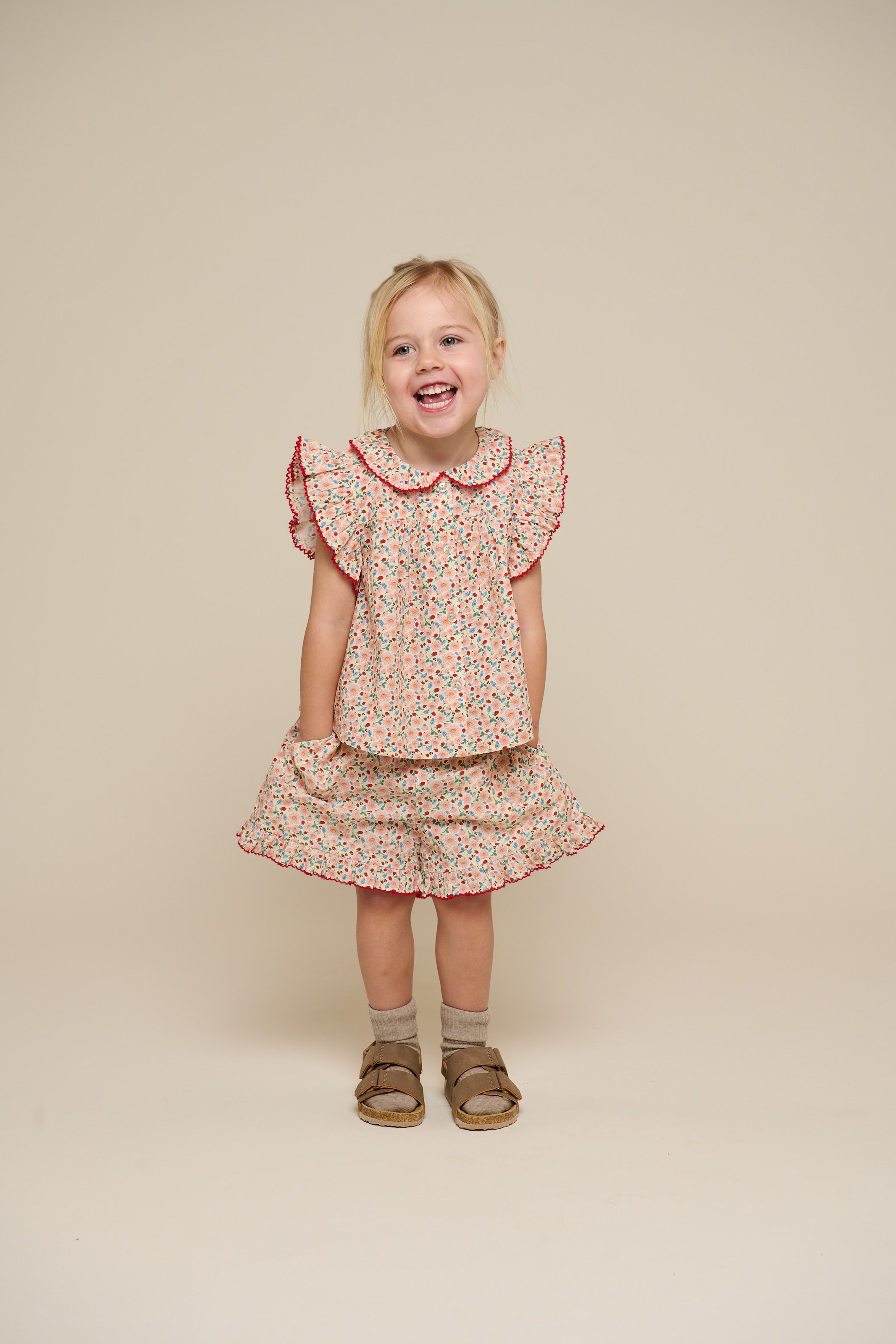 Bloemenbedrukte Poplin Shorts - Kids - Rose | 100956 Poppy