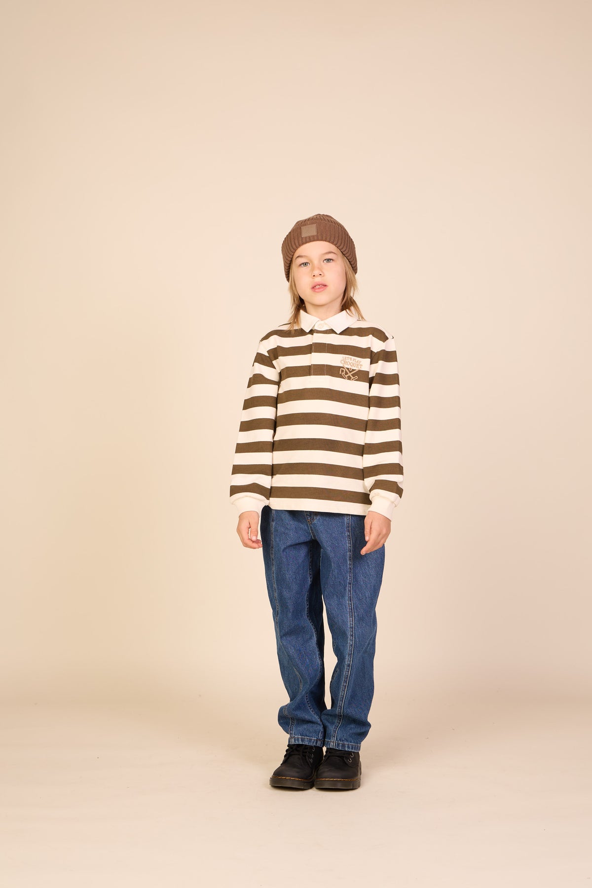 Gestreept Polo Sweatshirt - Tween - Dark Brown/Offwhite | 101398 Marco